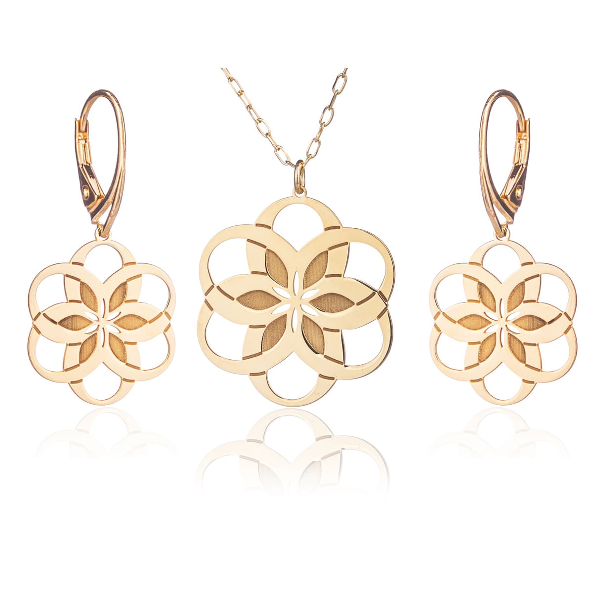 Set with Gold Six-Petal Flower