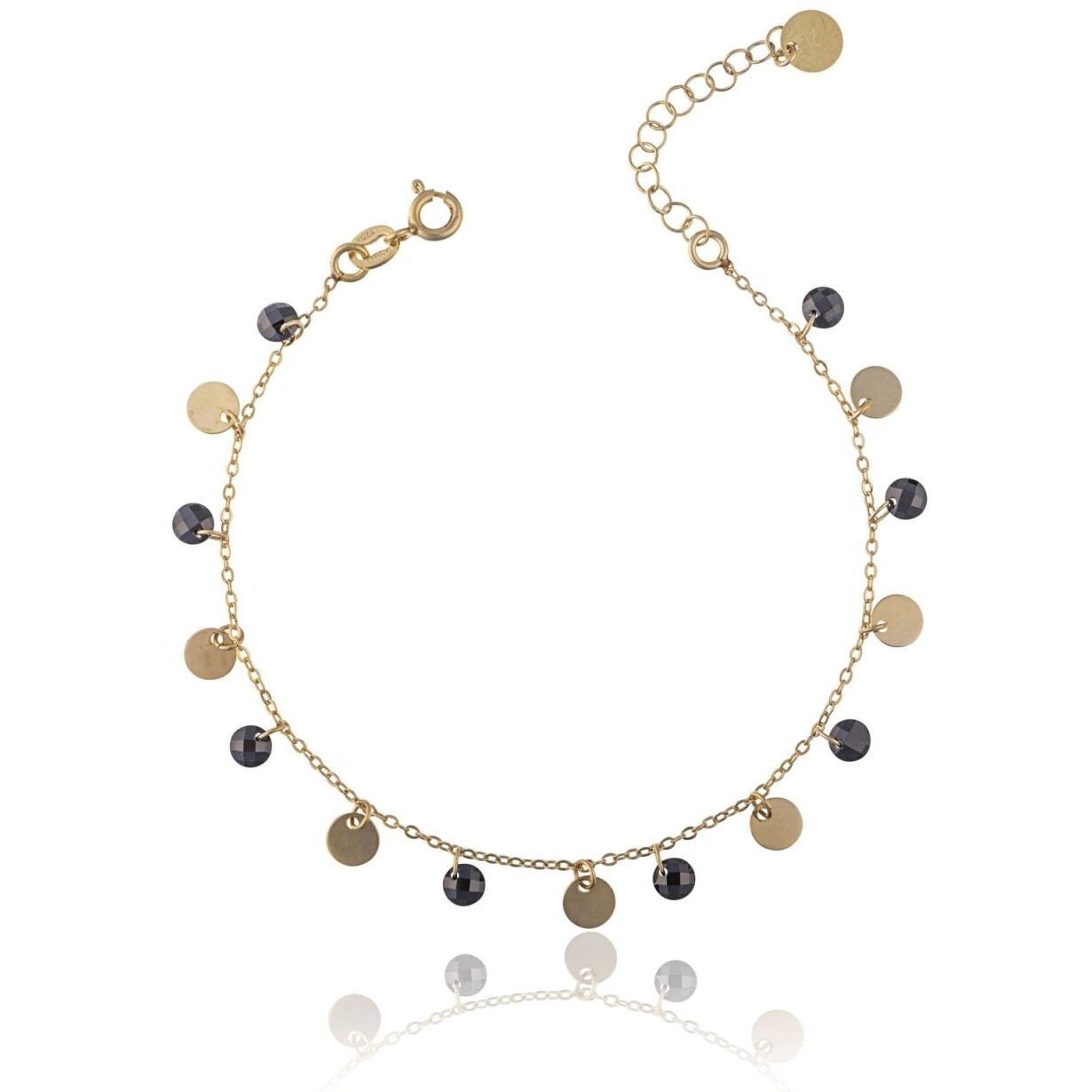Pulsera de Plata Dorada Medallas y Circonitas