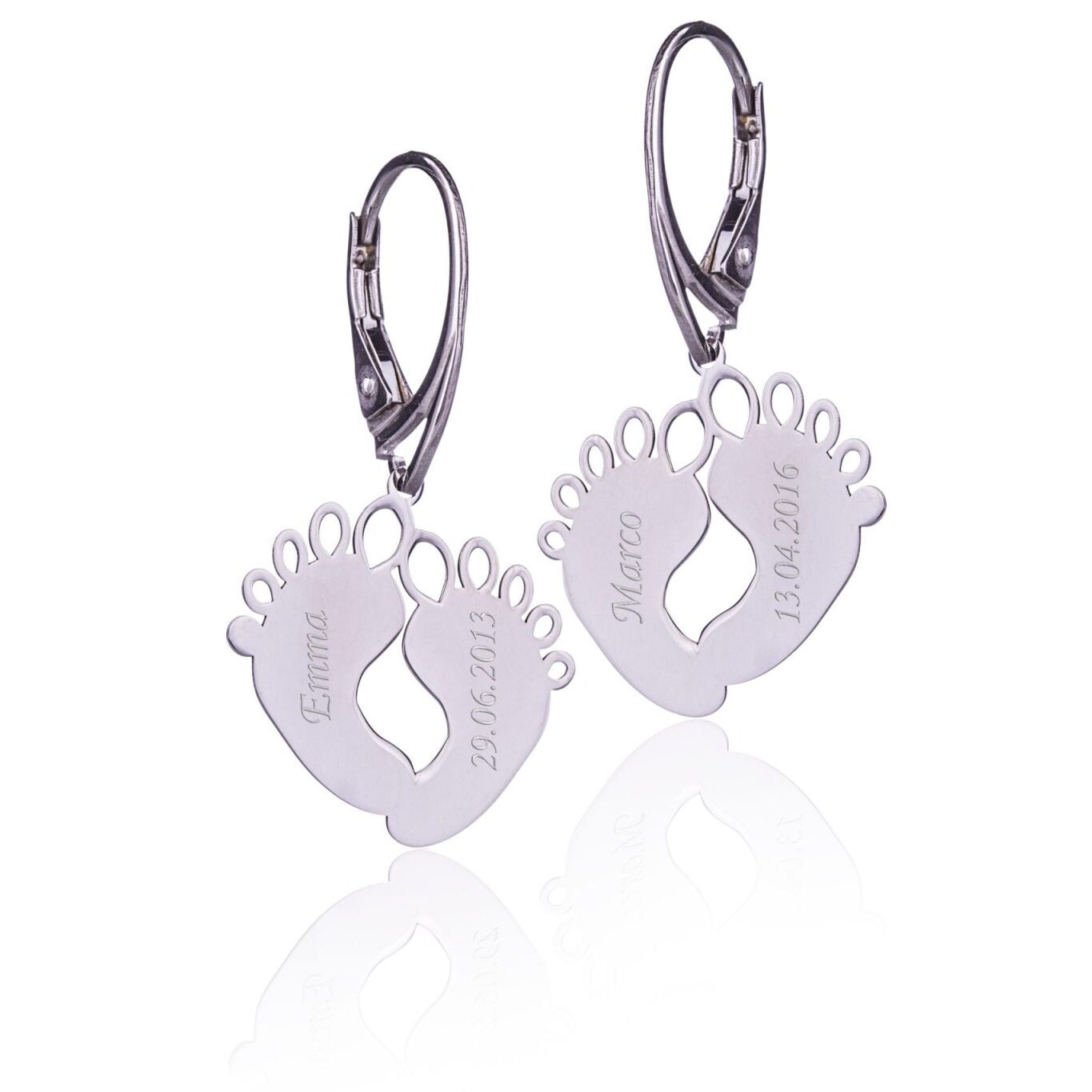 Boucles d'oreilles Petits pieds en argent rhodié