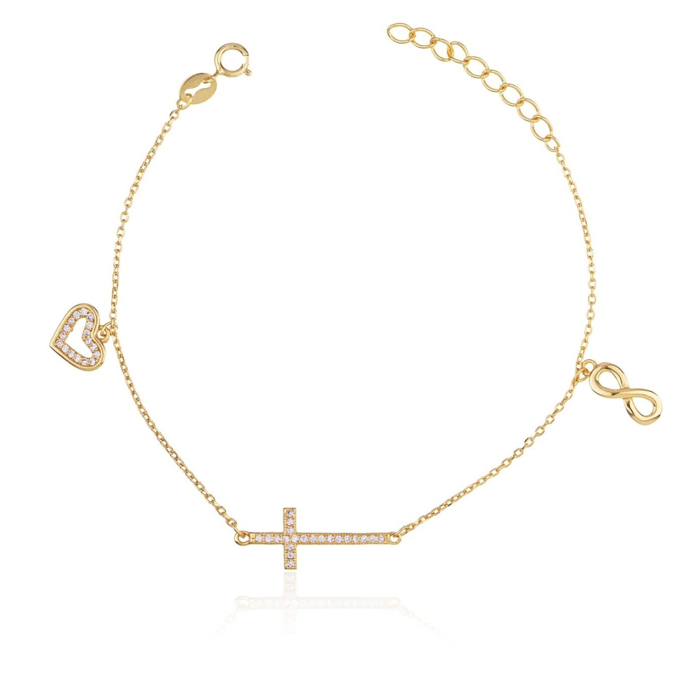 Silver Bracelet Golden Infinity Cross