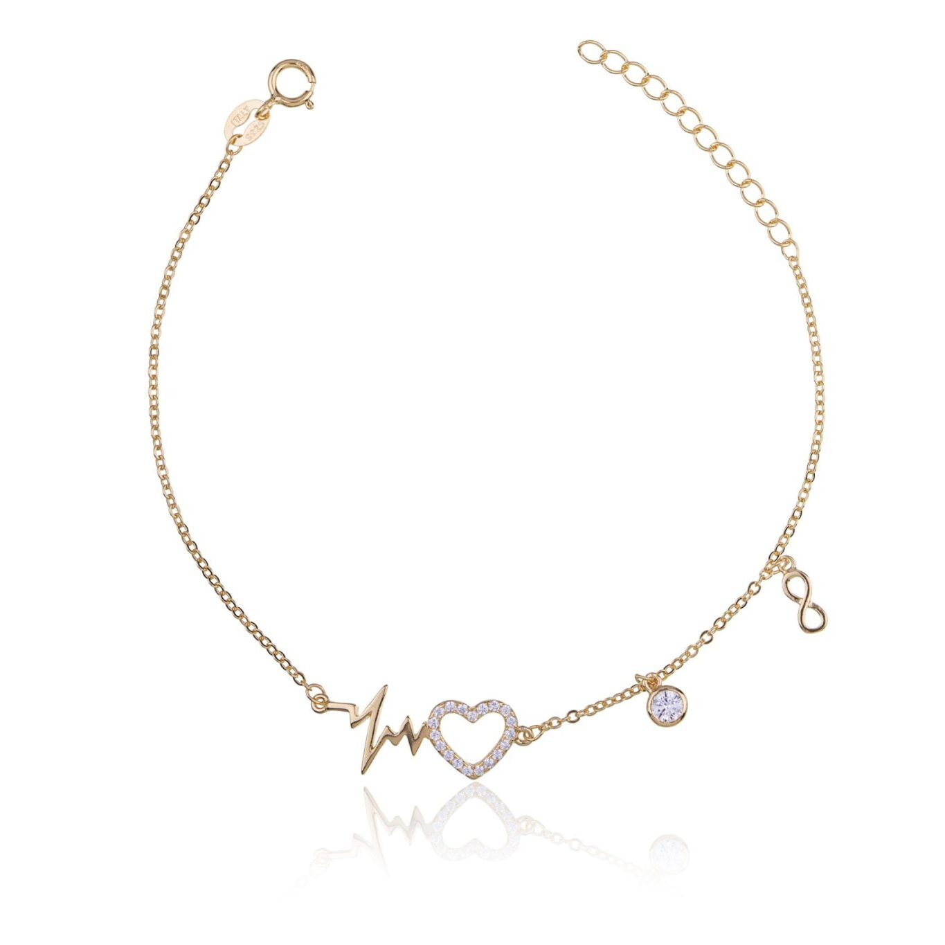 Pulsera de Plata Latido Dorado