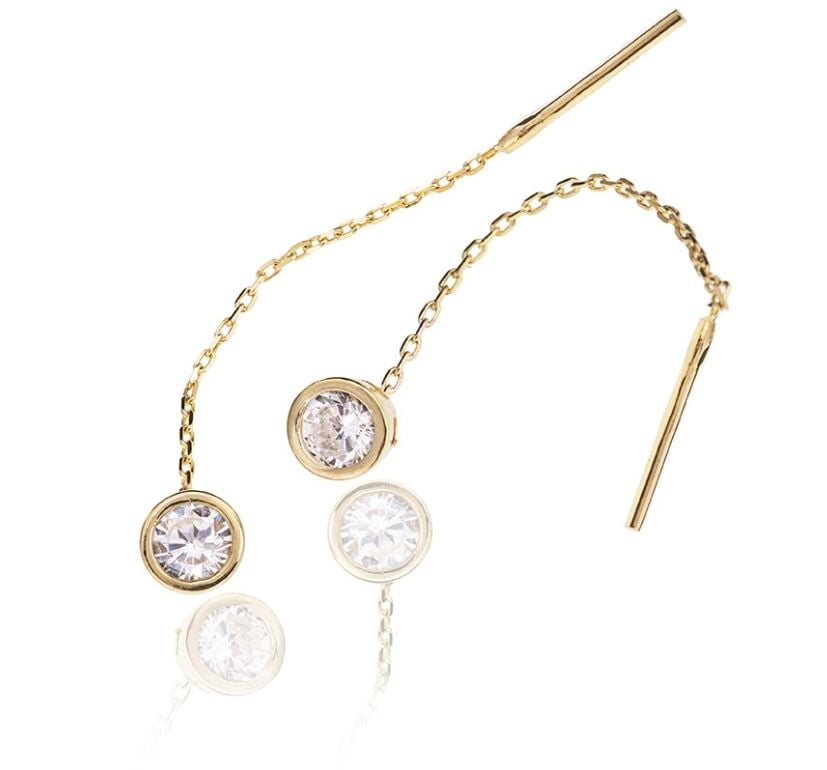 Large Gold Drop Earrings with Light Point