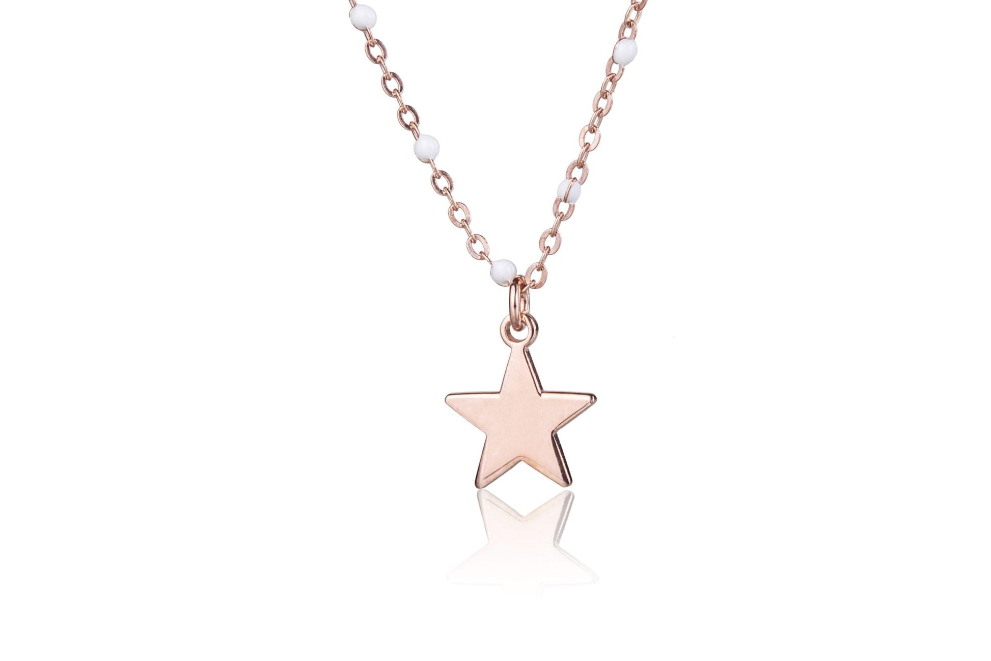 Halskette mit abwechselnder emaillierter Kette und Stern