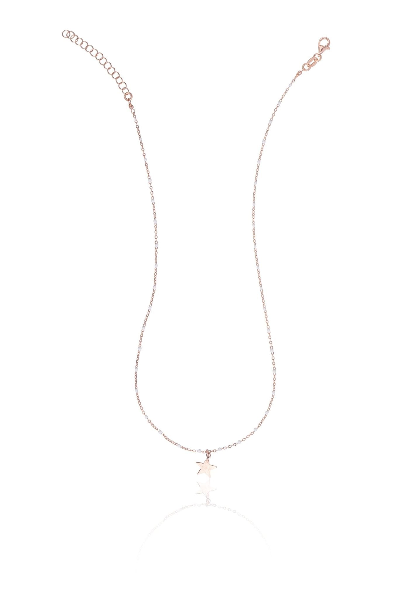 Halskette mit abwechselnder emaillierter Kette und Stern