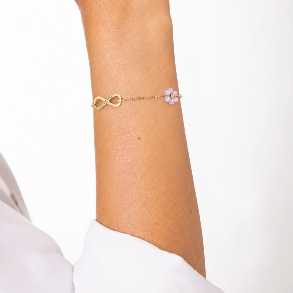 Pulsera Dorada Flor e Infinito