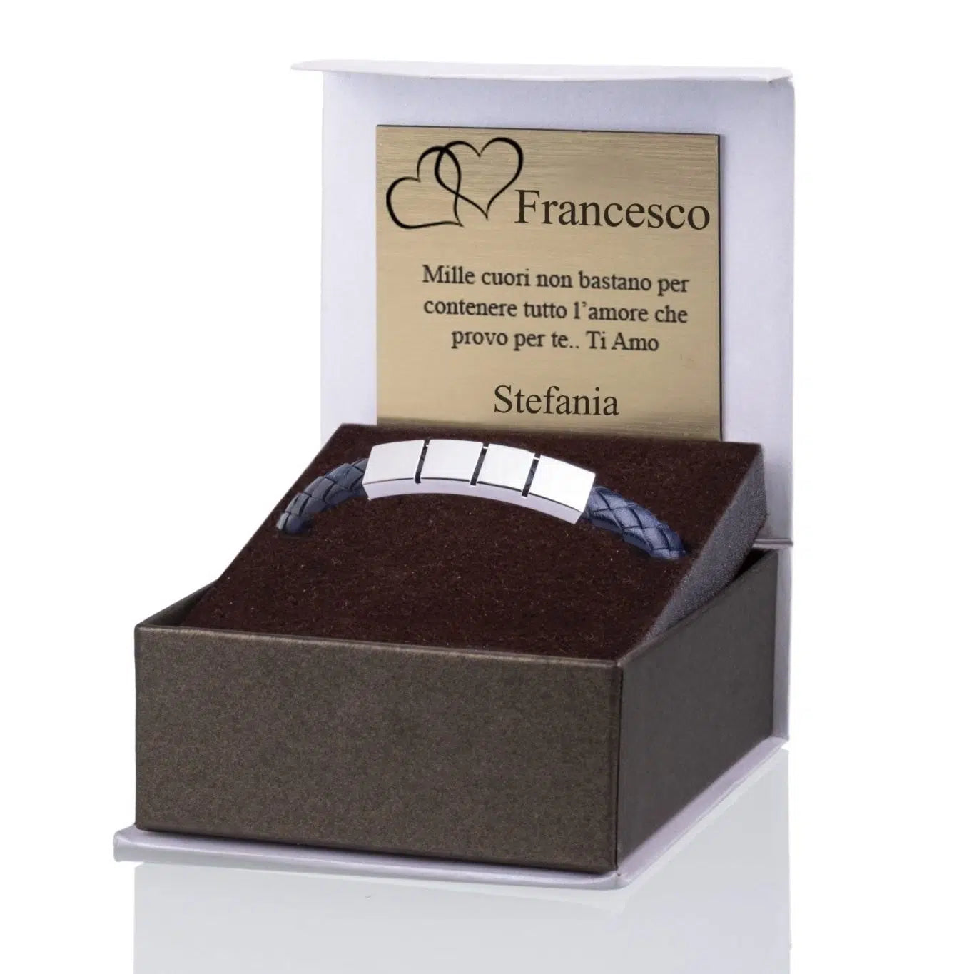 Bracciale in Pelle con 3 Righe Verticali