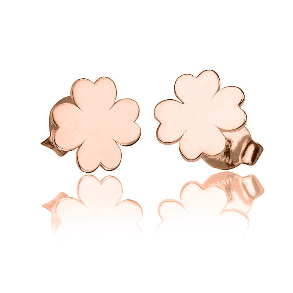 Orecchini in Argento con Quadrifoglio Rosè