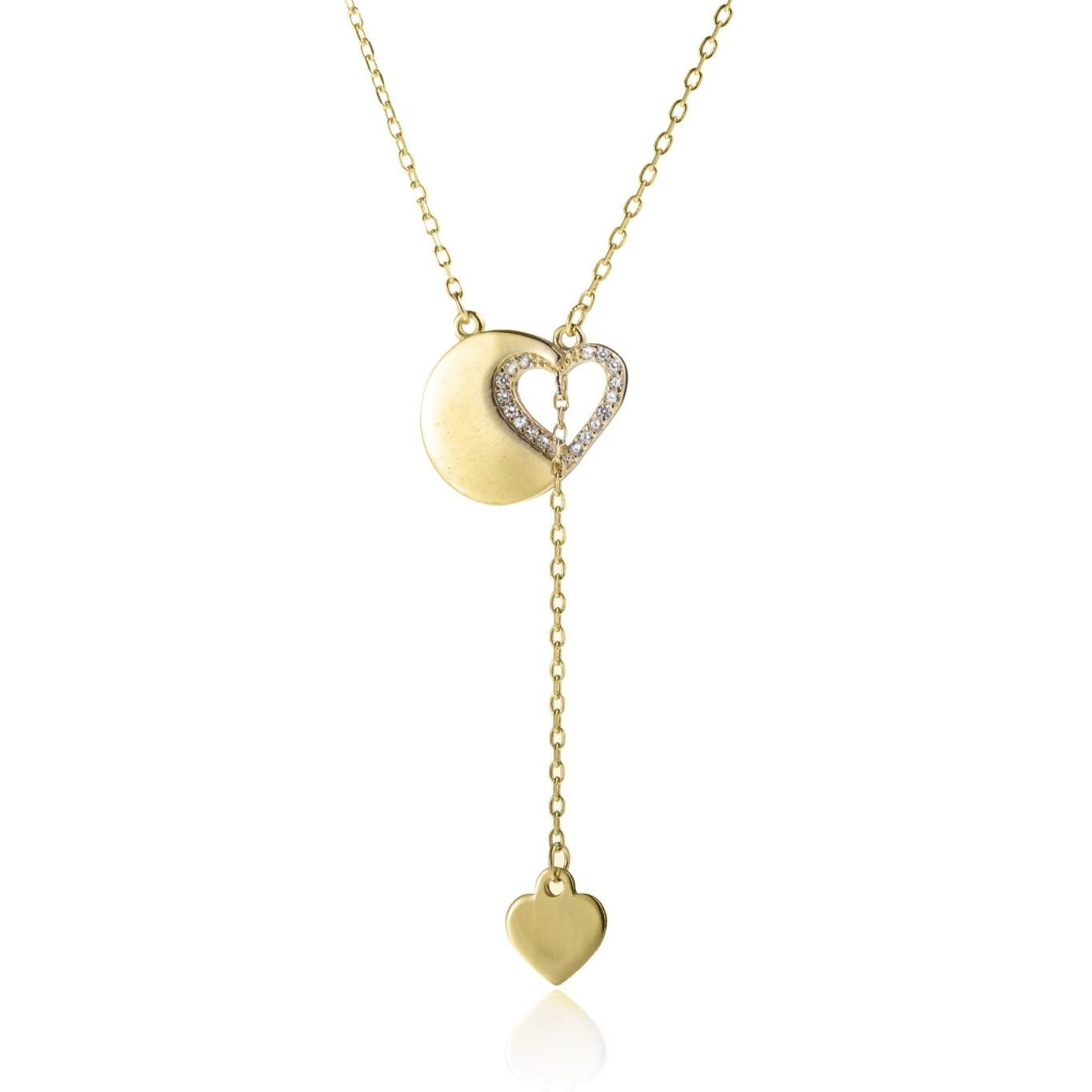 Silver Necklace with Heart and Heart Pendant
