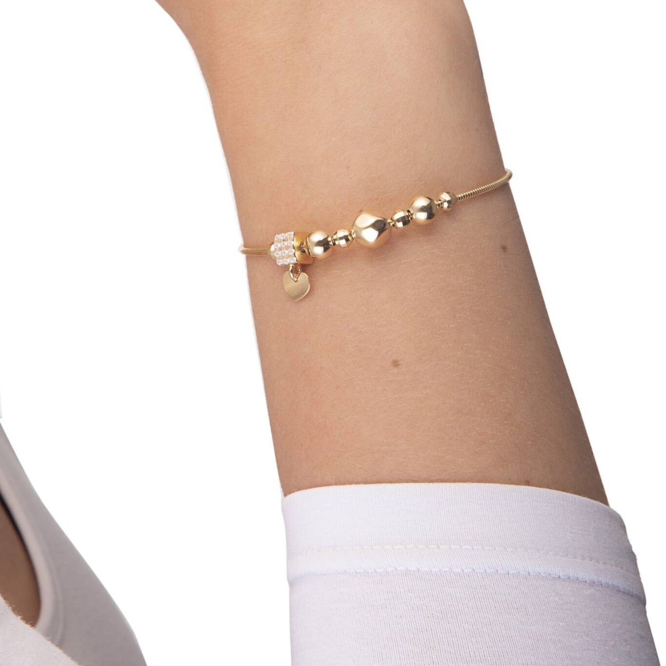 Würfel-Armband mit flachem Herz