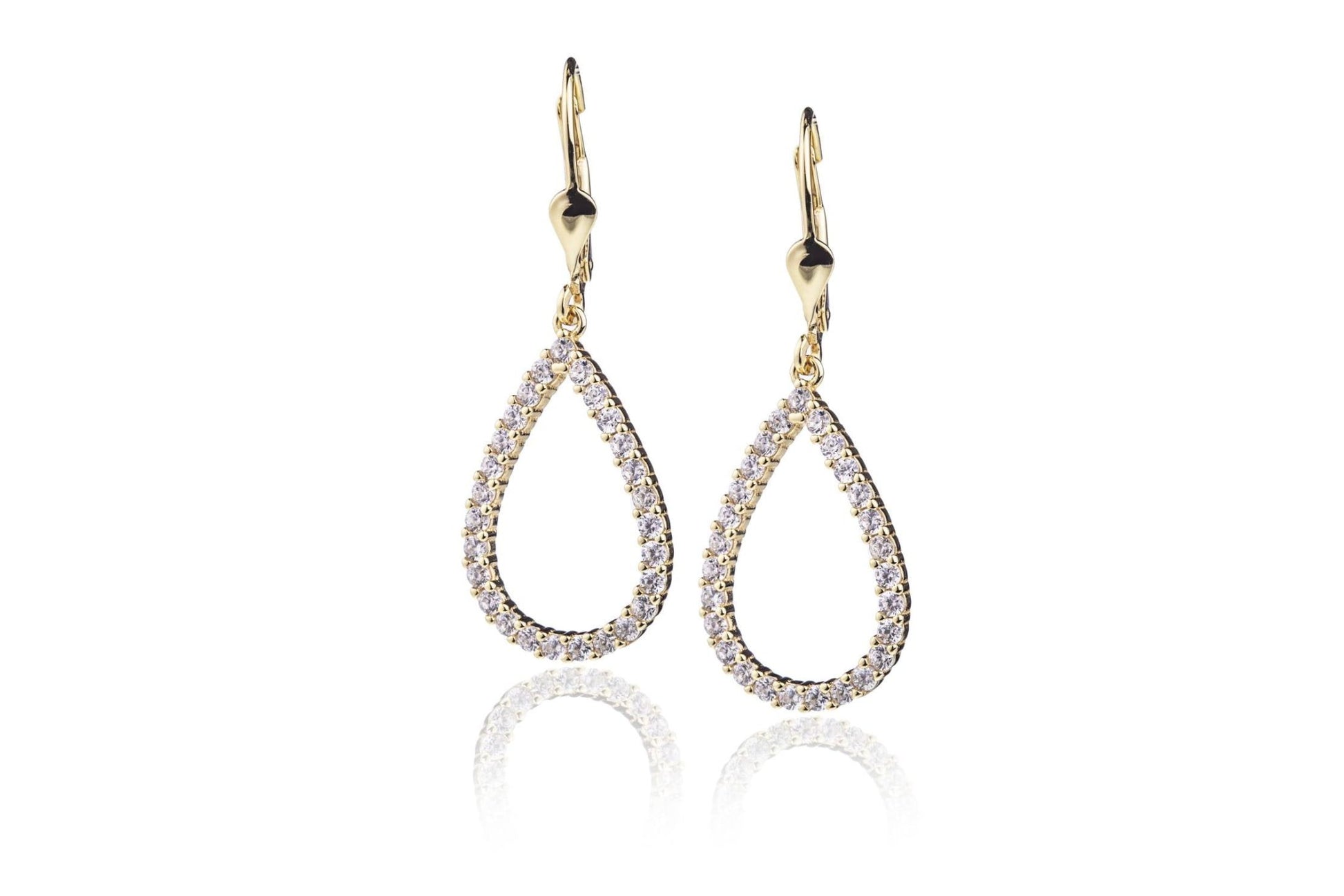 Boucles d'oreilles en Argent Doré Goutte avec Zirconiums