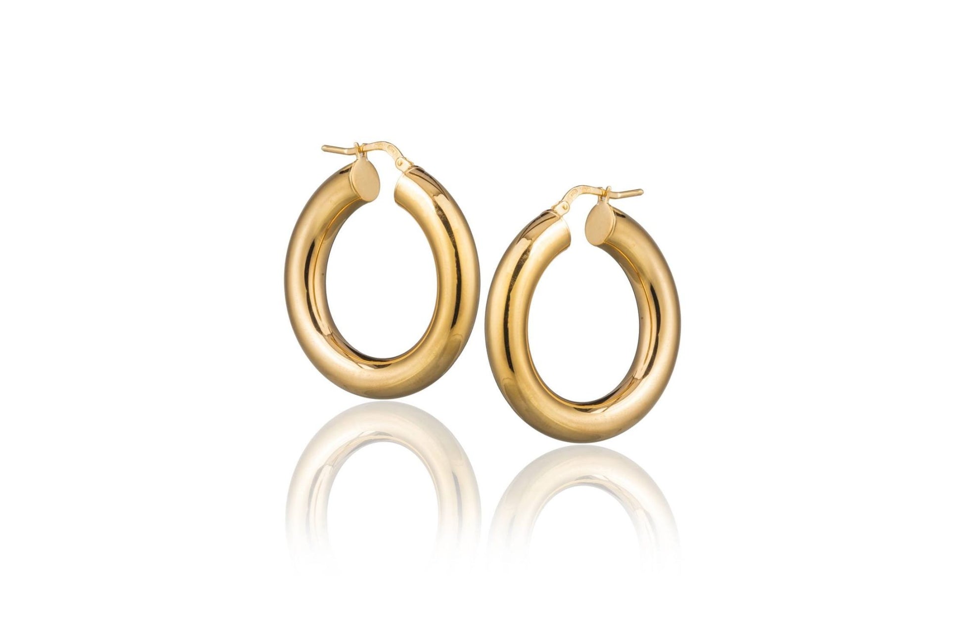 Orecchini in Argento a Cerchio Bombato Dorati