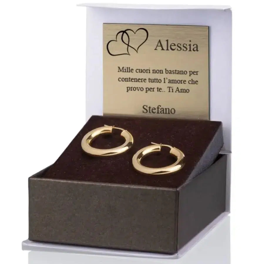 Orecchini in Argento a Cerchio Bombato Dorati