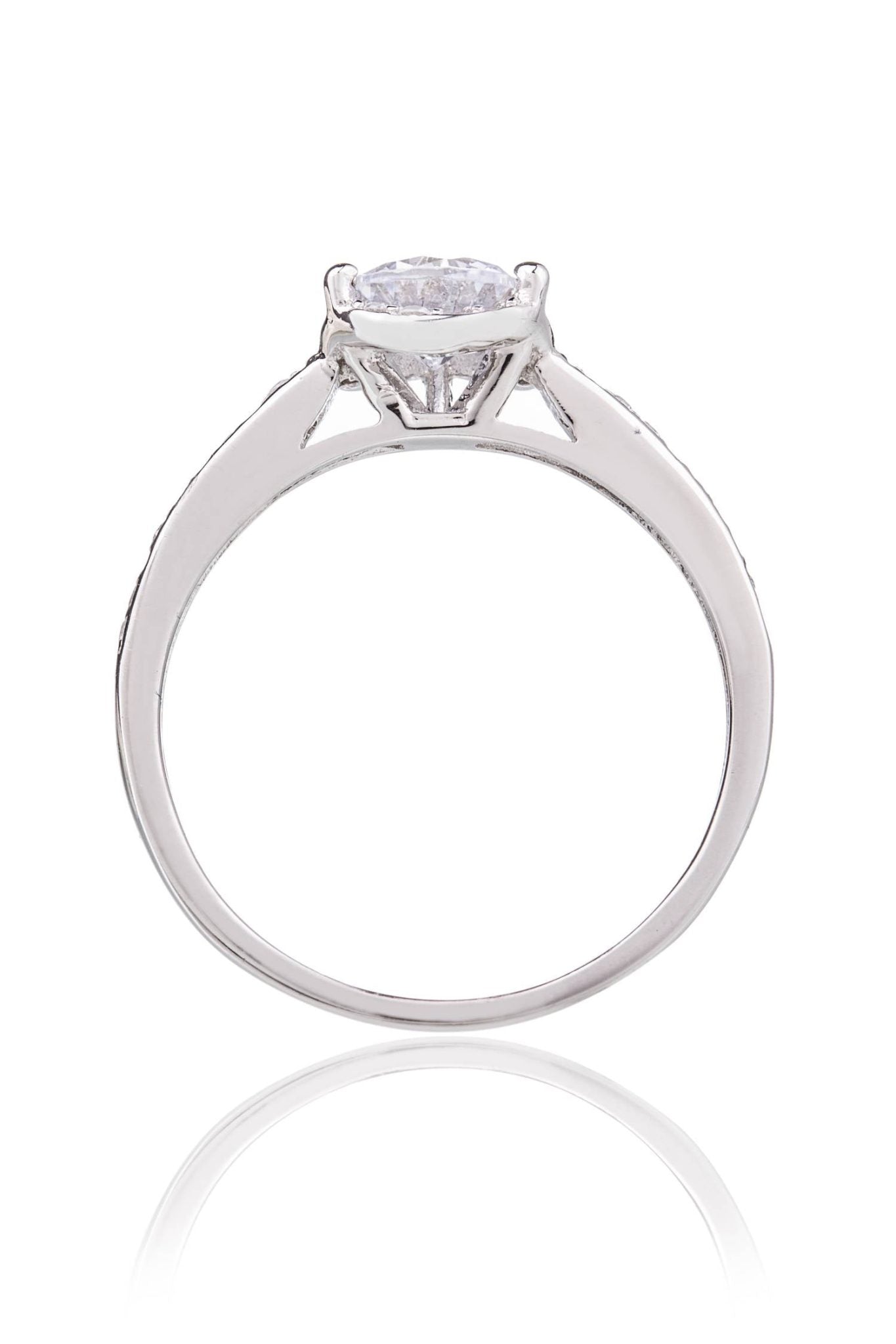 Silver Ring with Zircon on Crown