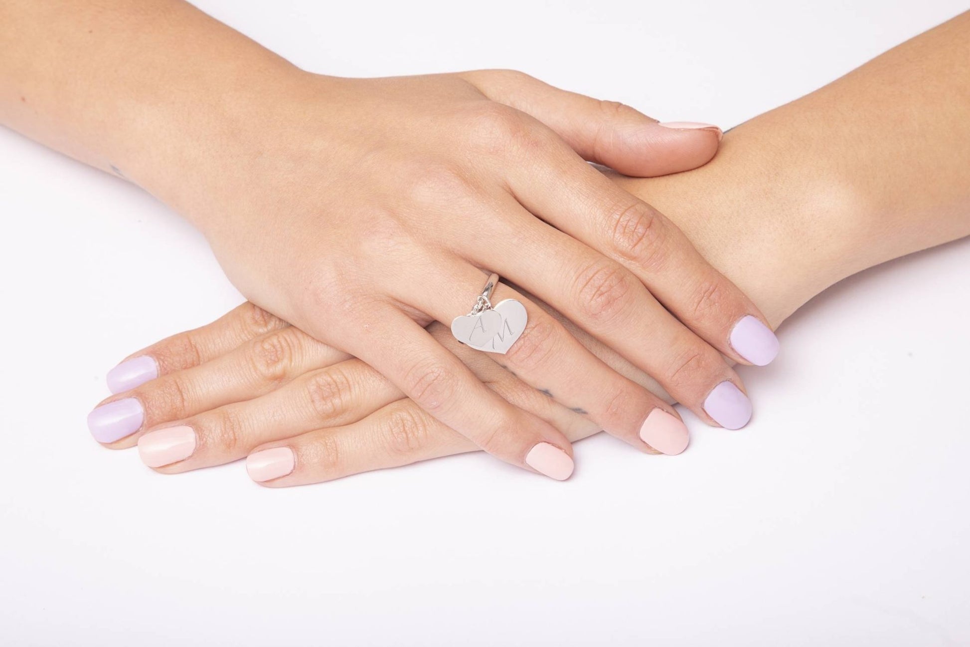 Anello con Doppio Cuore Pendente