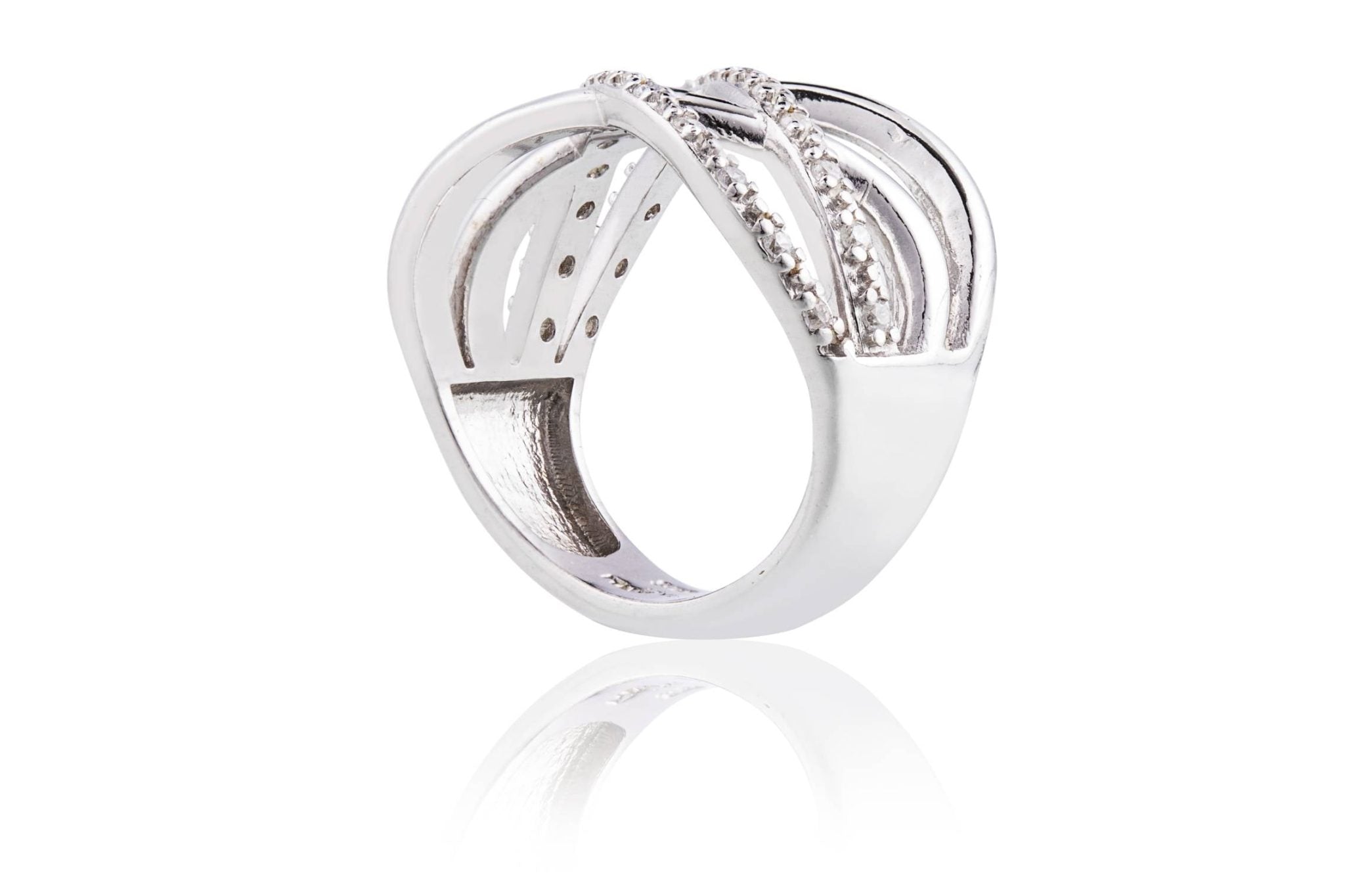 Silver Braided Ring with Zirconia