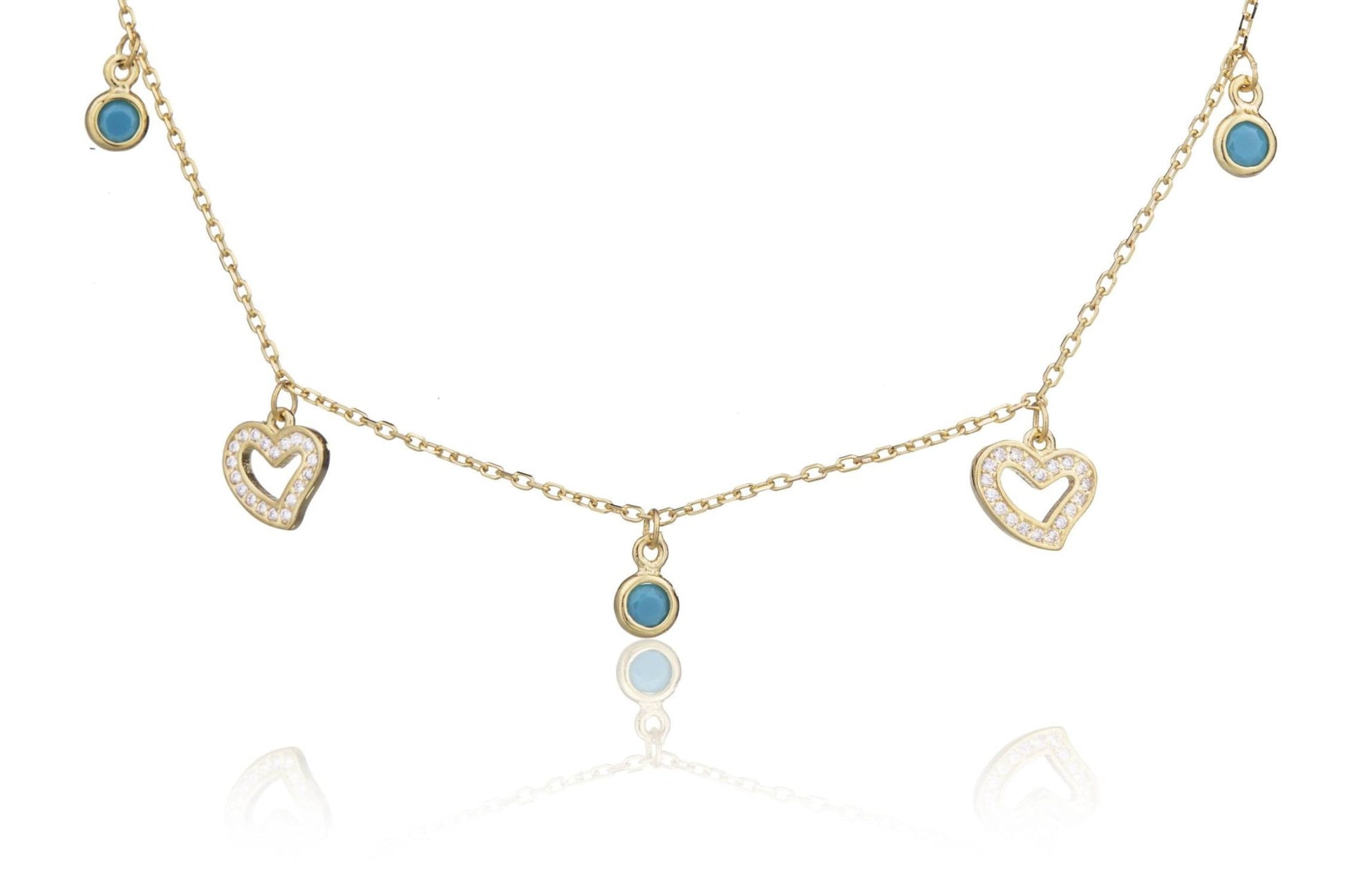 Anklet with Hearts and Blue Sparkles