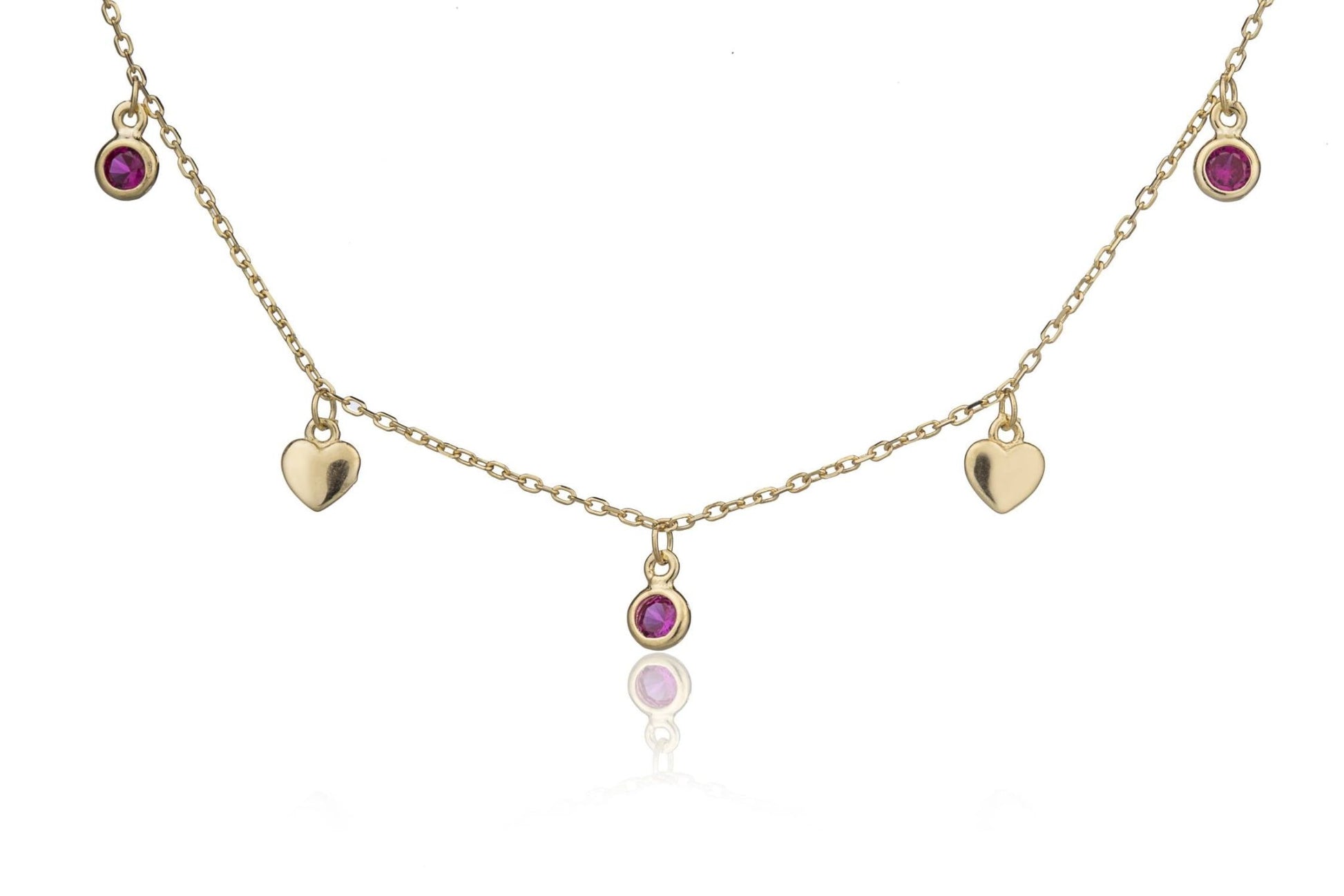 Cavigliera con Cuori e Punti Luce Fucsia