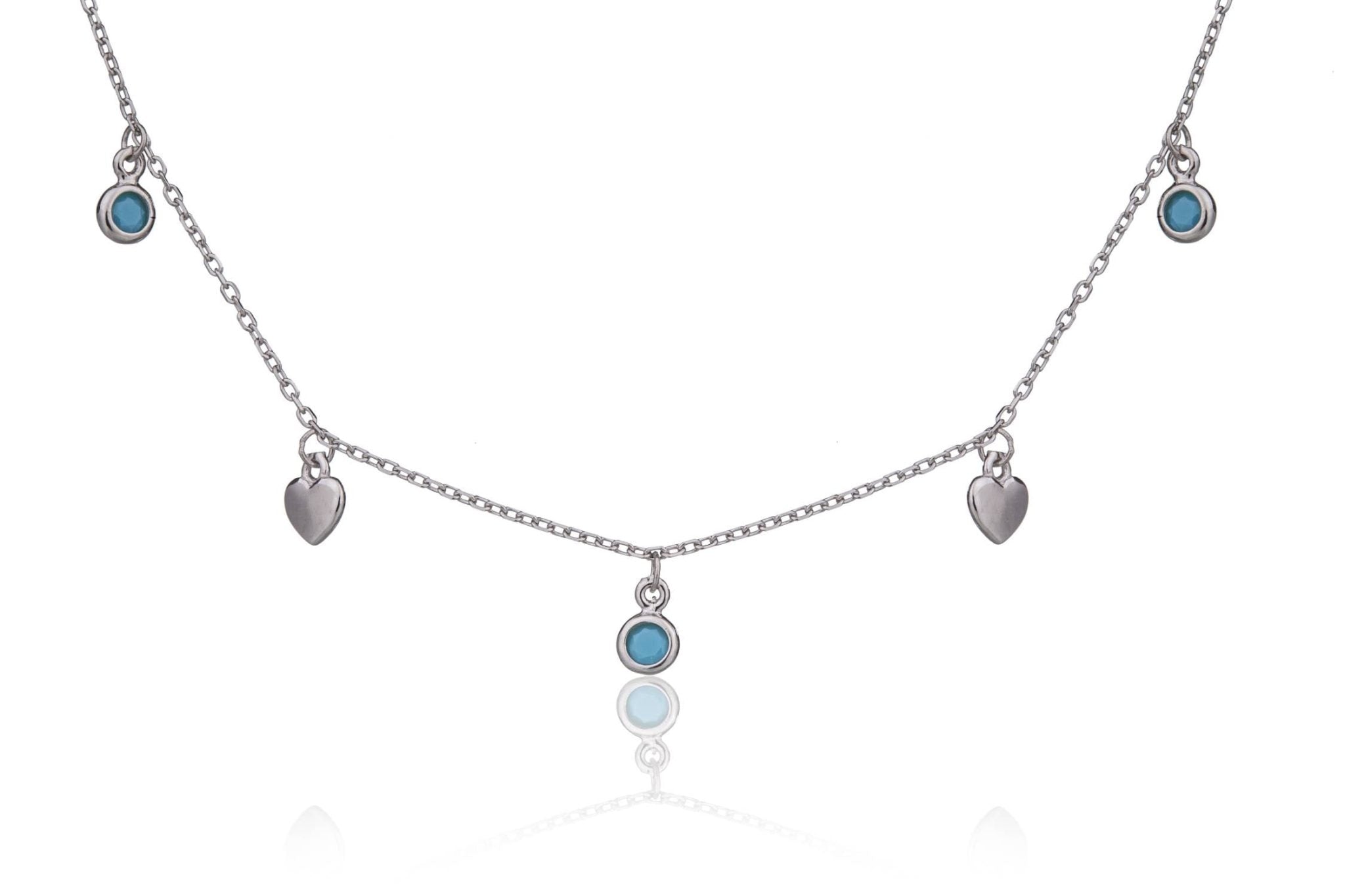 Cavigliera con Cuori e Punti Luce Azzurri