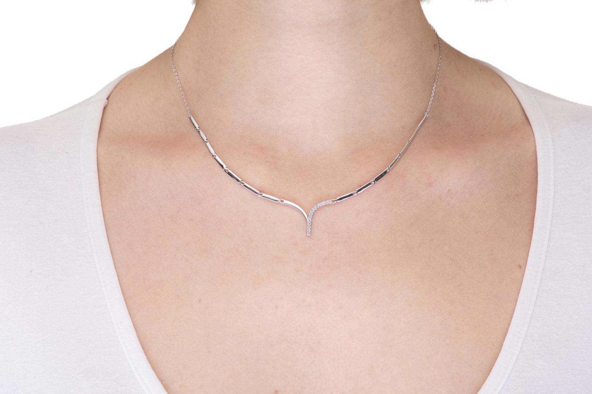 Collana Y con Zirconi Half