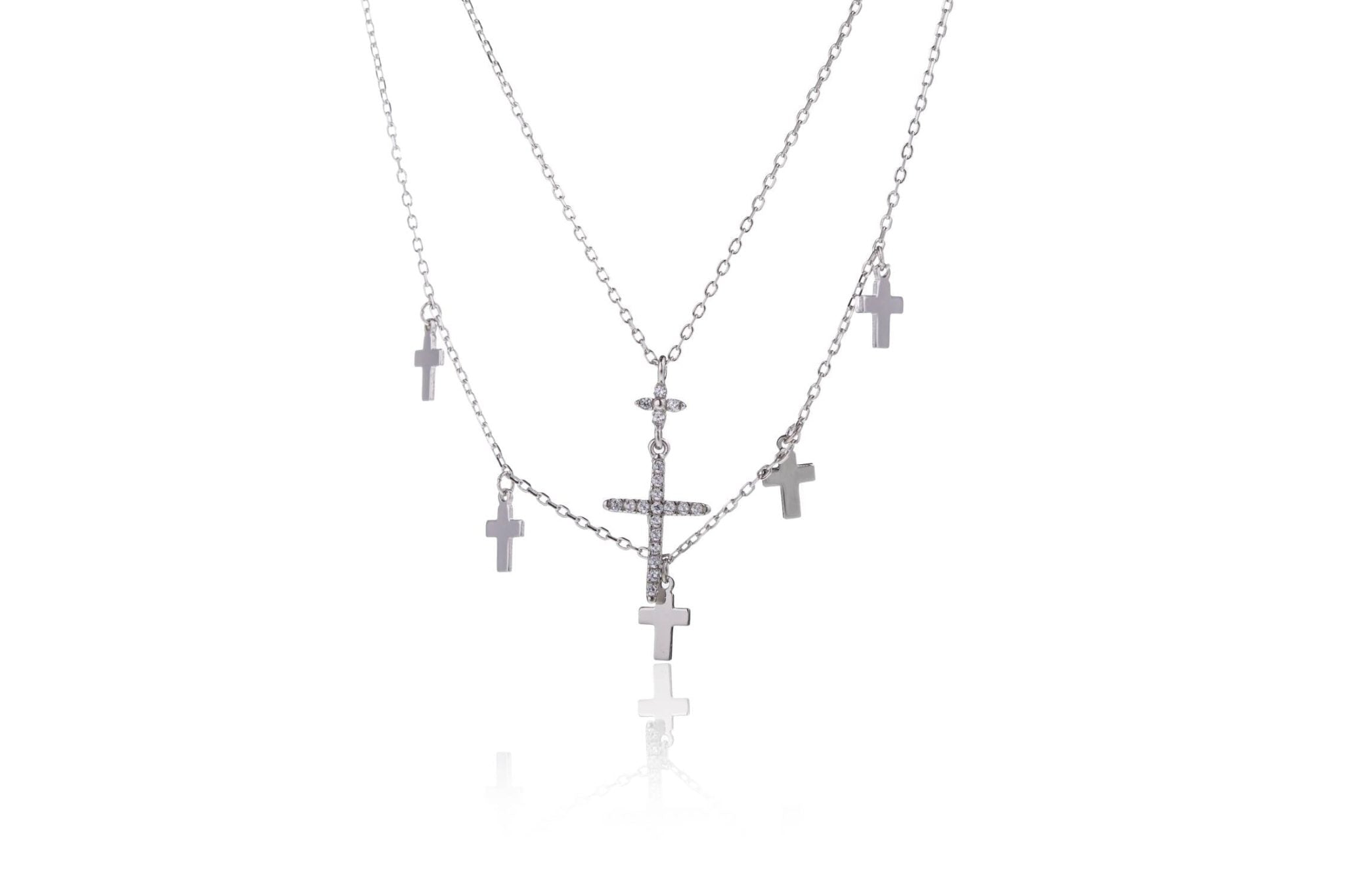 Necklace with Crosses and Flower
