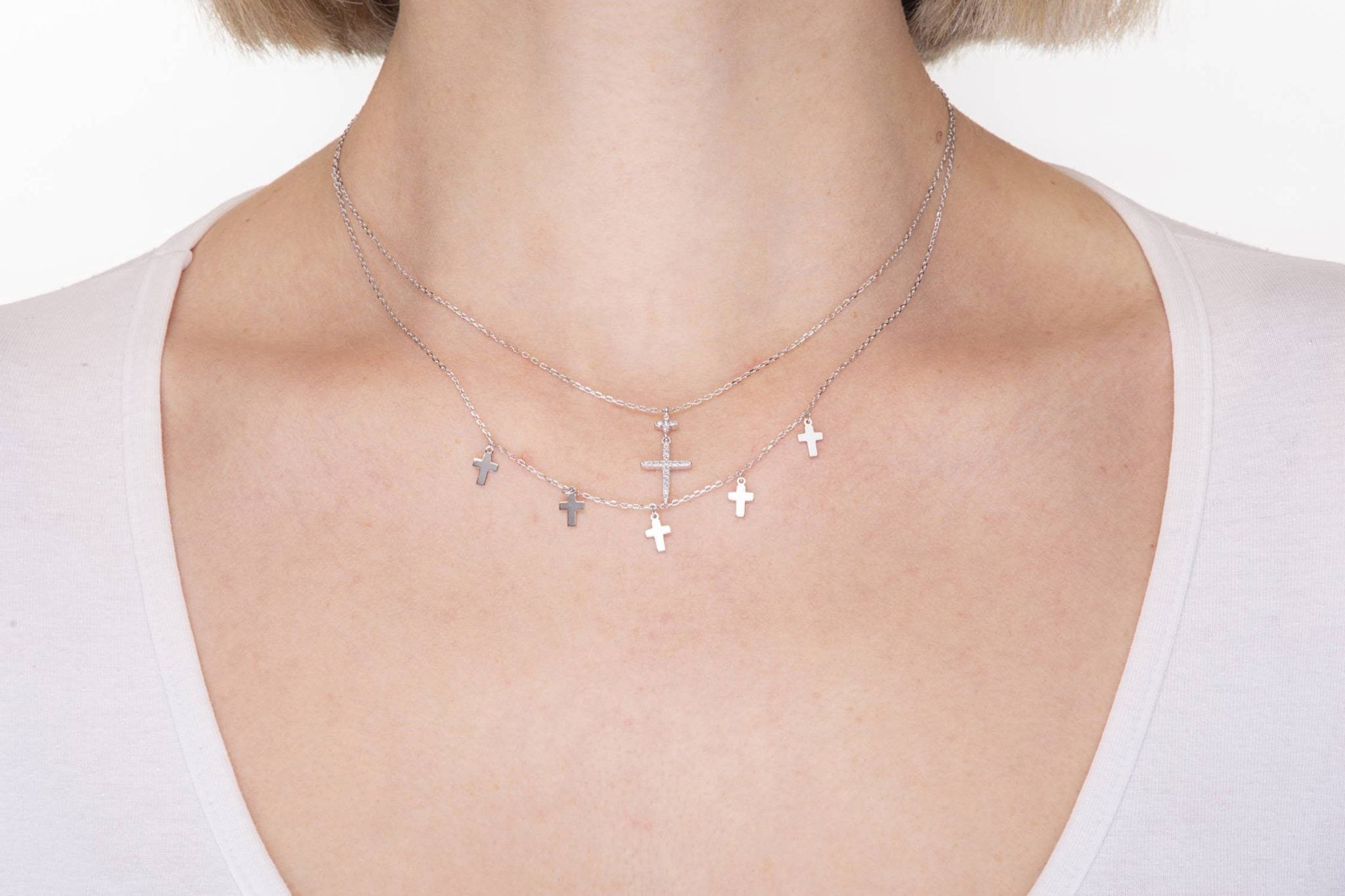 Necklace with Crosses and Flower
