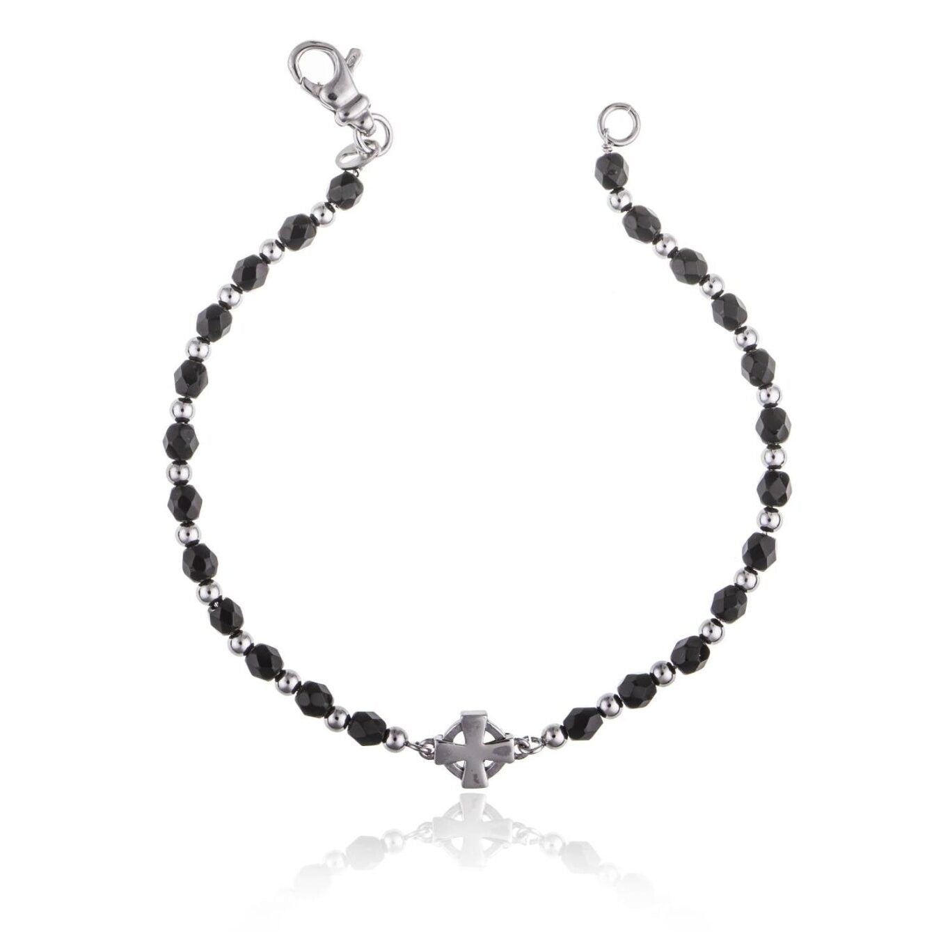 Armband mit Kugeln und Steinen mit keltischem Kreuz