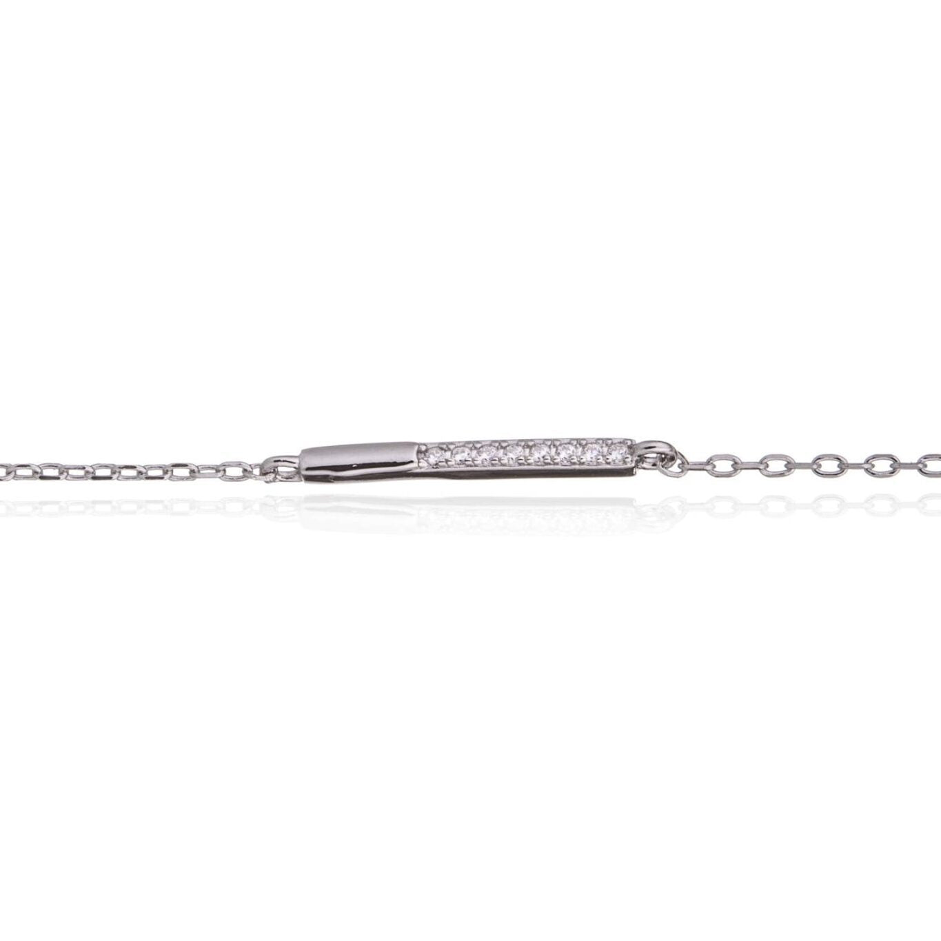 Bracciale in Argento Barretta con Zirconi