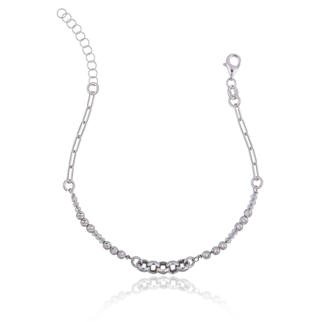 Pulsera con anillos y bolitas diamantadas