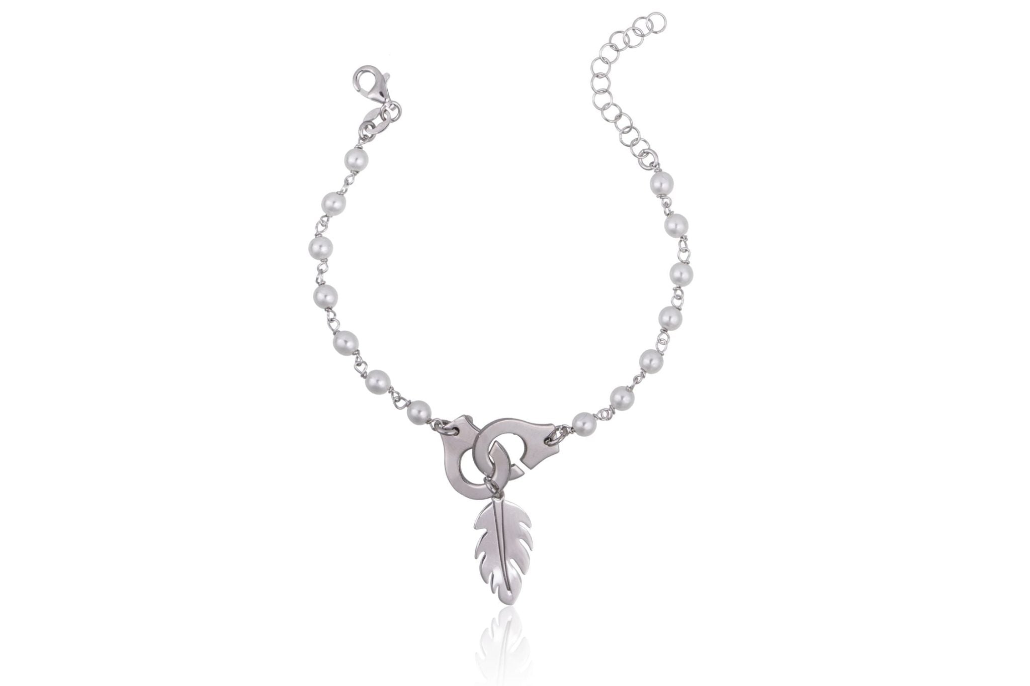Pulsera de Perlas con Esposas y Hoja