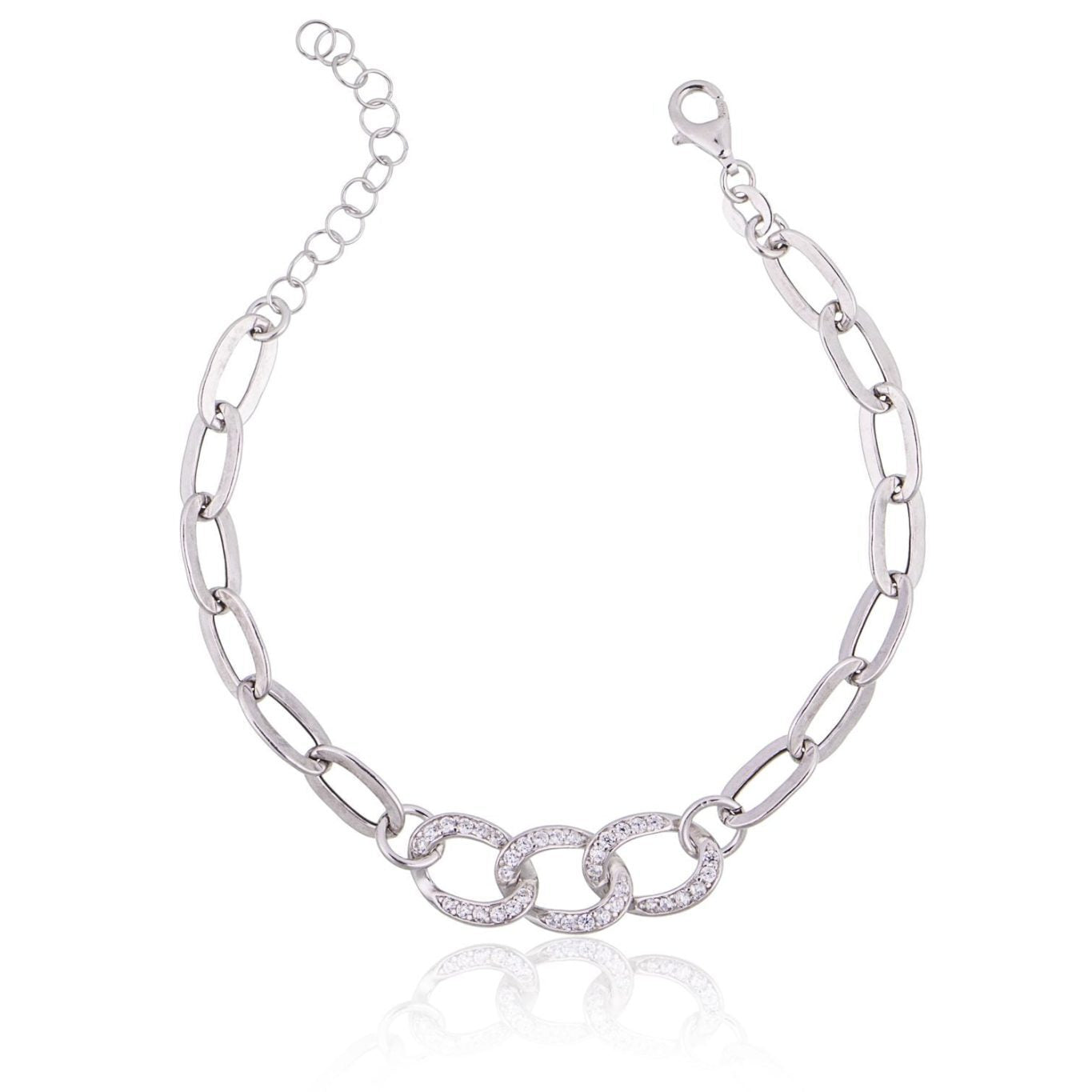 Bracciale Grumetta Rodiato con Strass