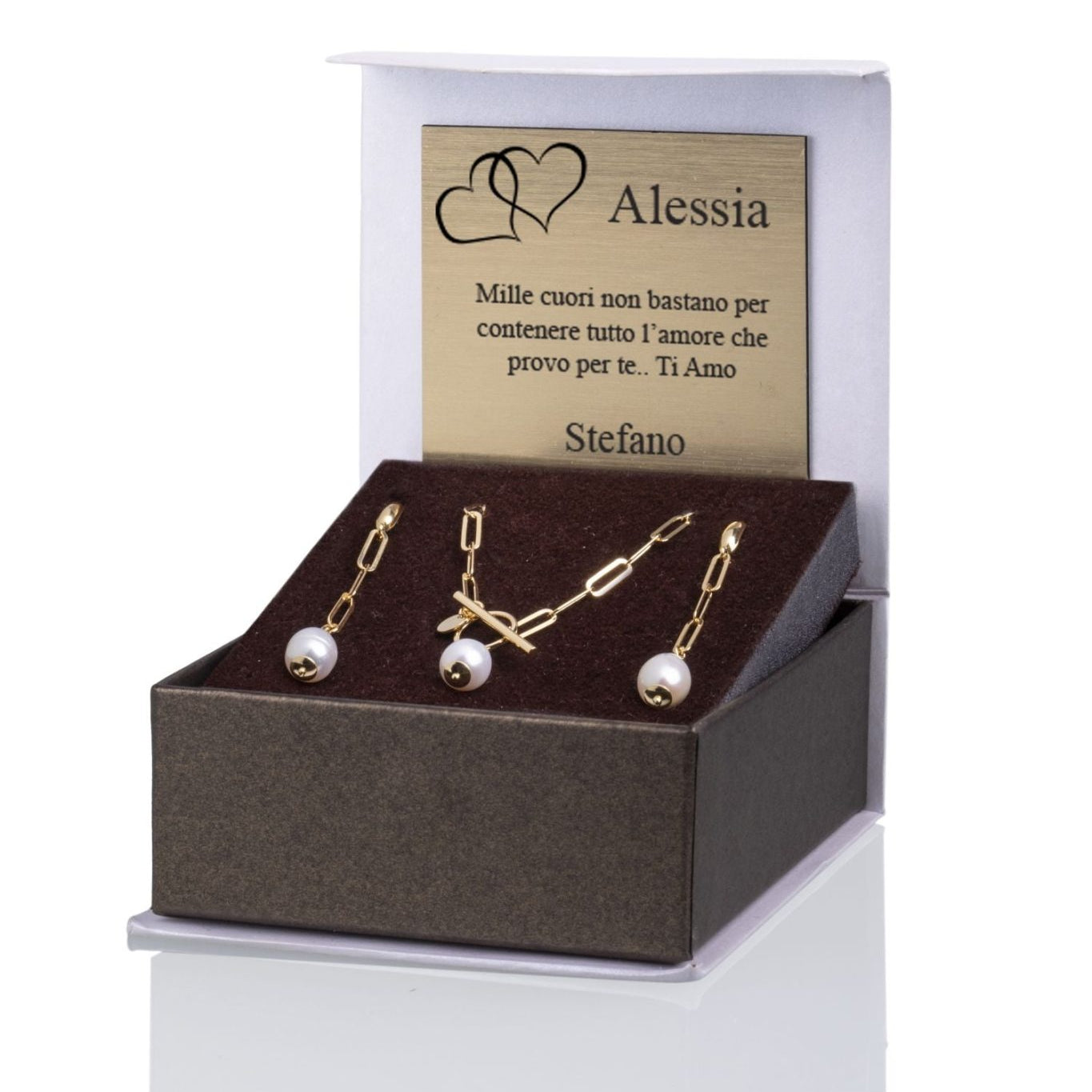 Set mit rechteckiger Kette und Perle