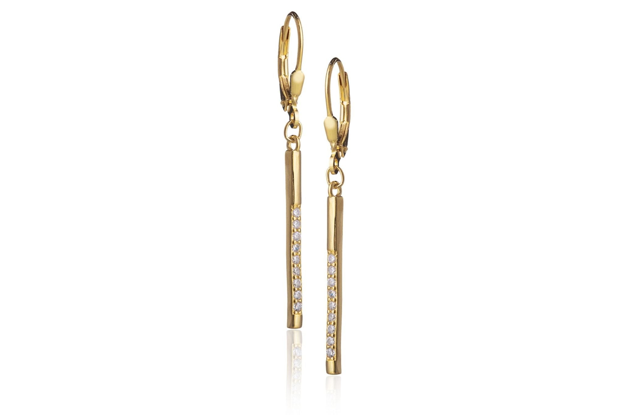 Orecchini in Argento Lineari Dorati con Zirconi