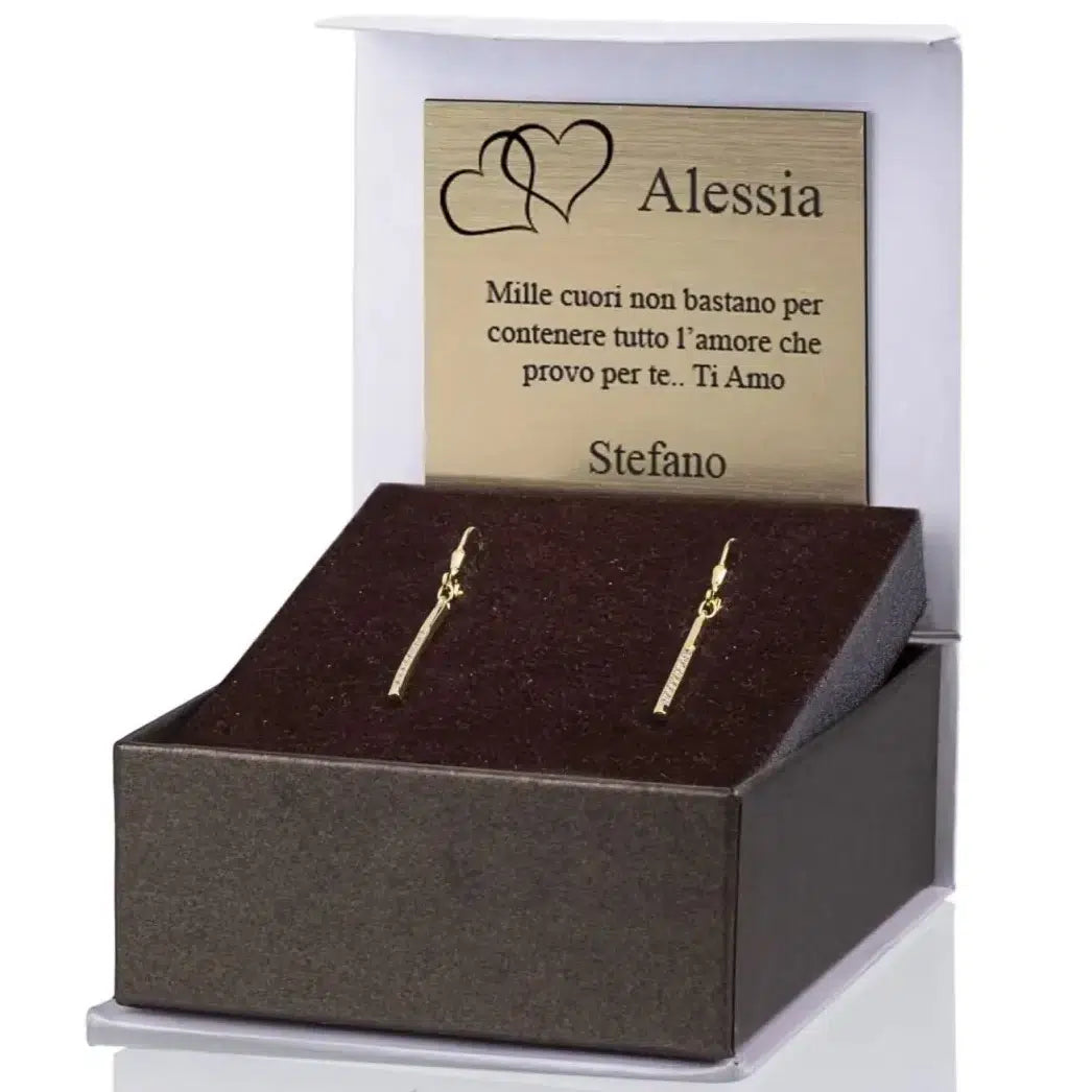 Orecchini in Argento Lineari Dorati con Zirconi