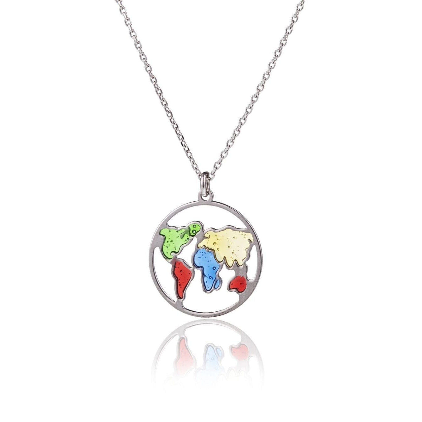 Necklace with Continents inside Circle