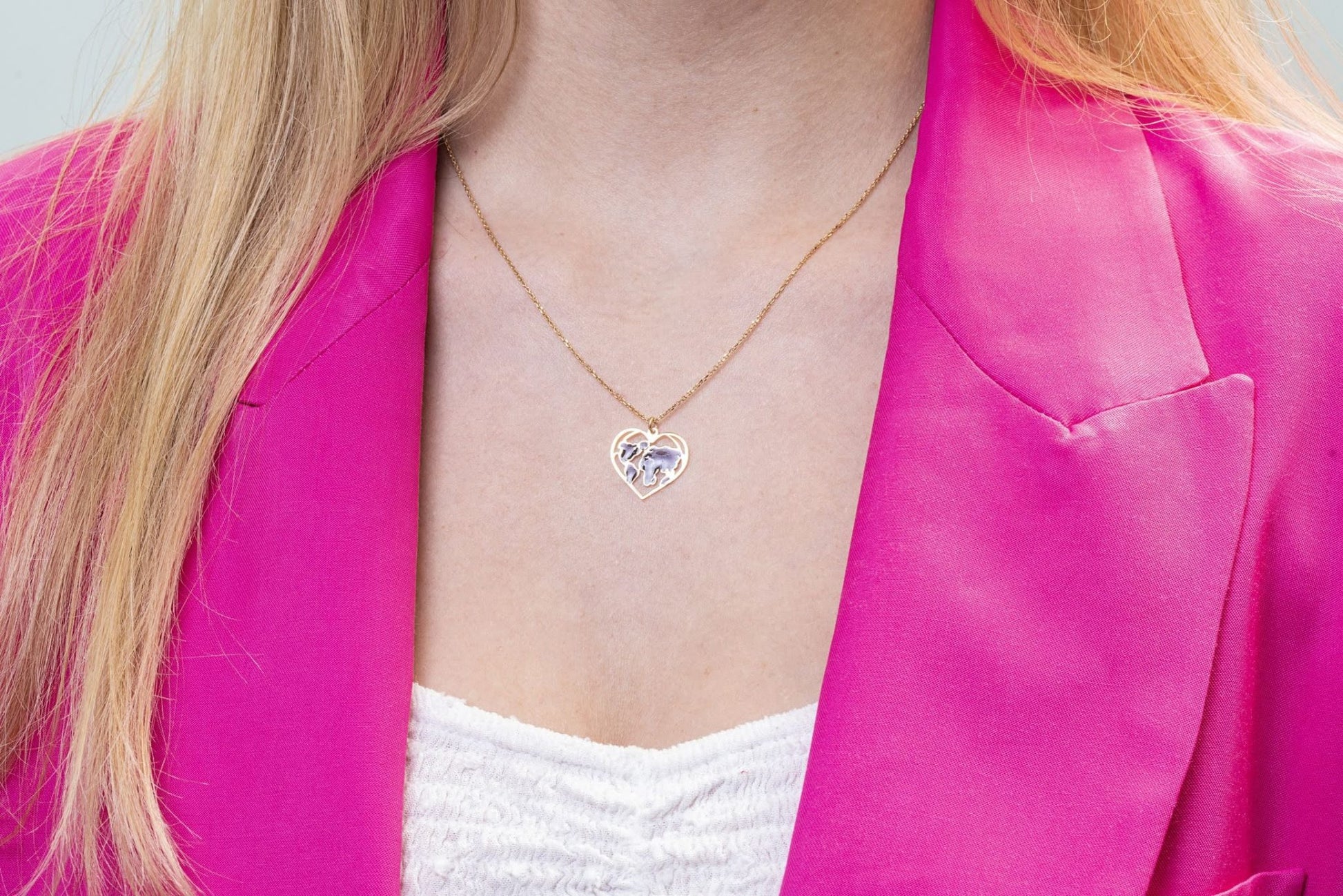 Necklace with Continents Inside Heart