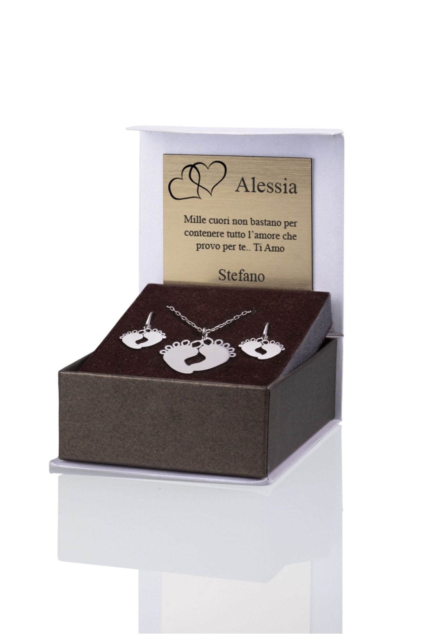 Schmuckset mit Füßen rhodiniert