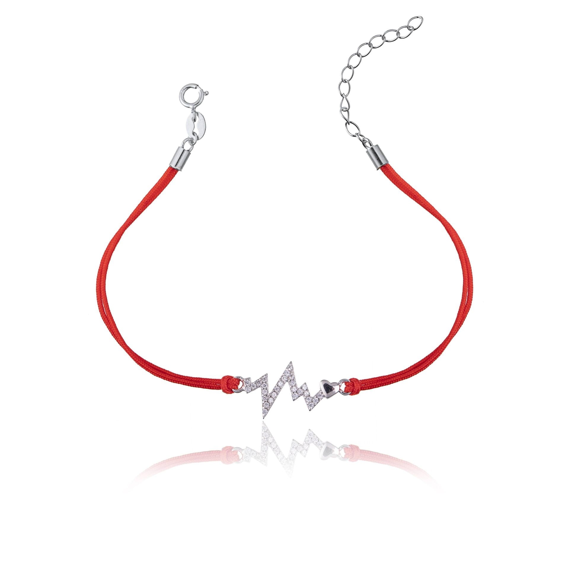 Pulsera de Plata con Cordón Latido y Strass