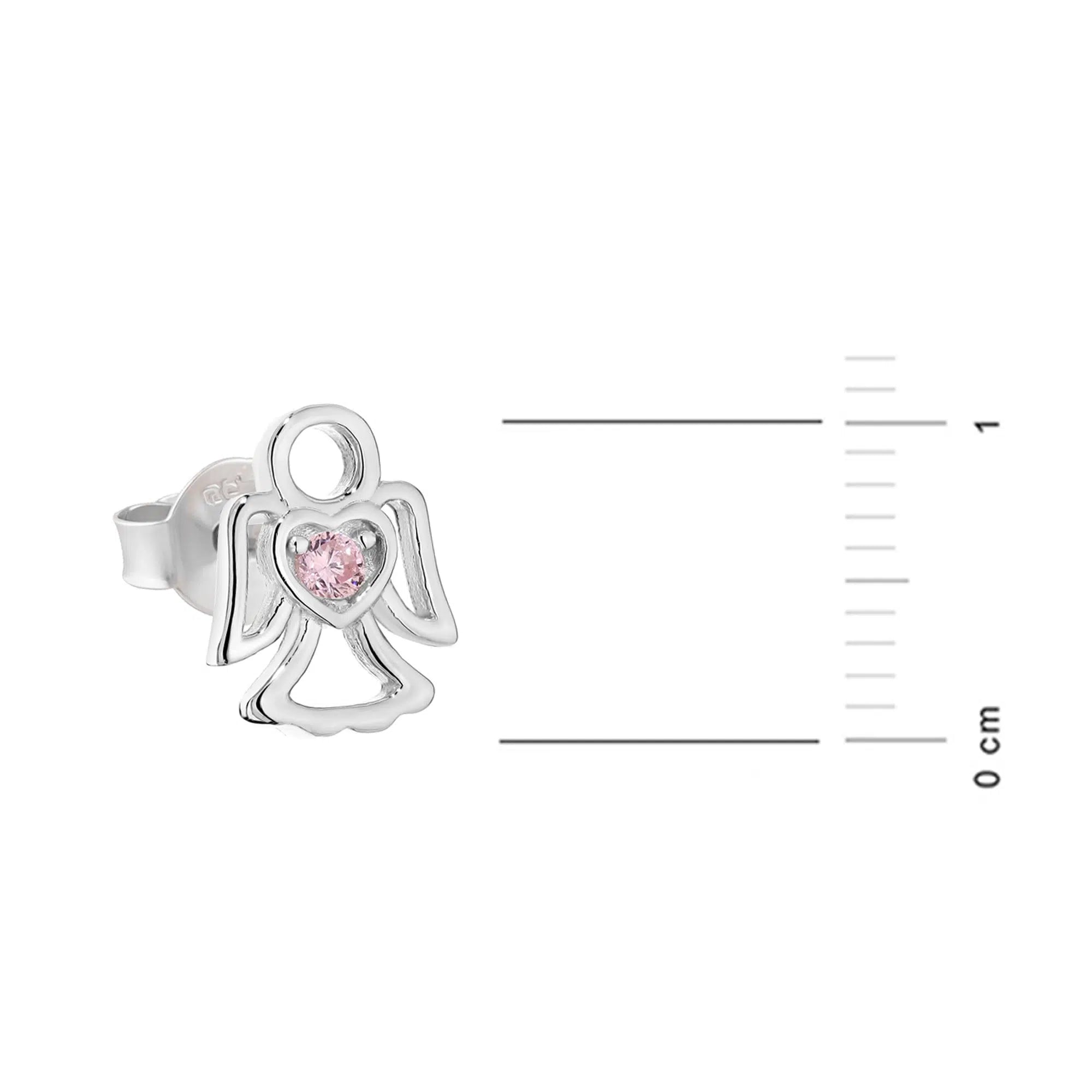 Earrings with Little Angel and Pink Zirconia
