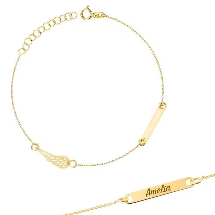 Bracciale in Oro da Donna con Ala e Piastrina