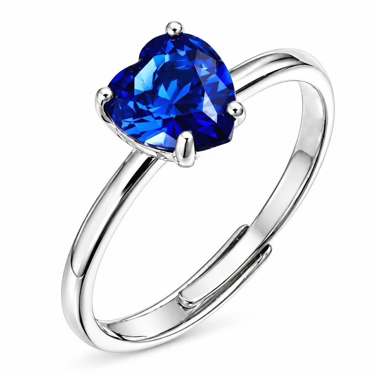 Anello Regolabile in Argento con Zircone a Cuore