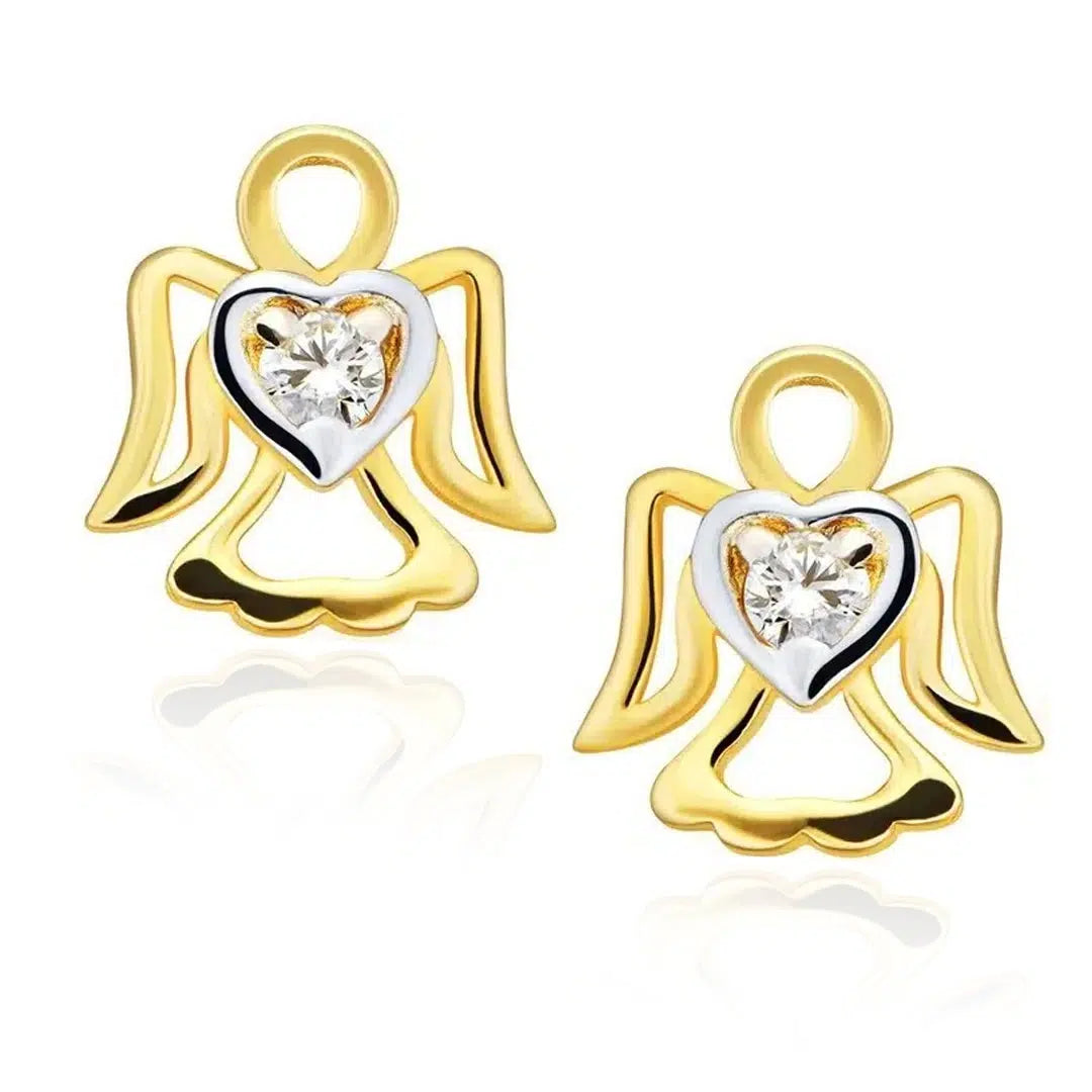 Gold Earrings with Angel and Zircons Kids Collection
