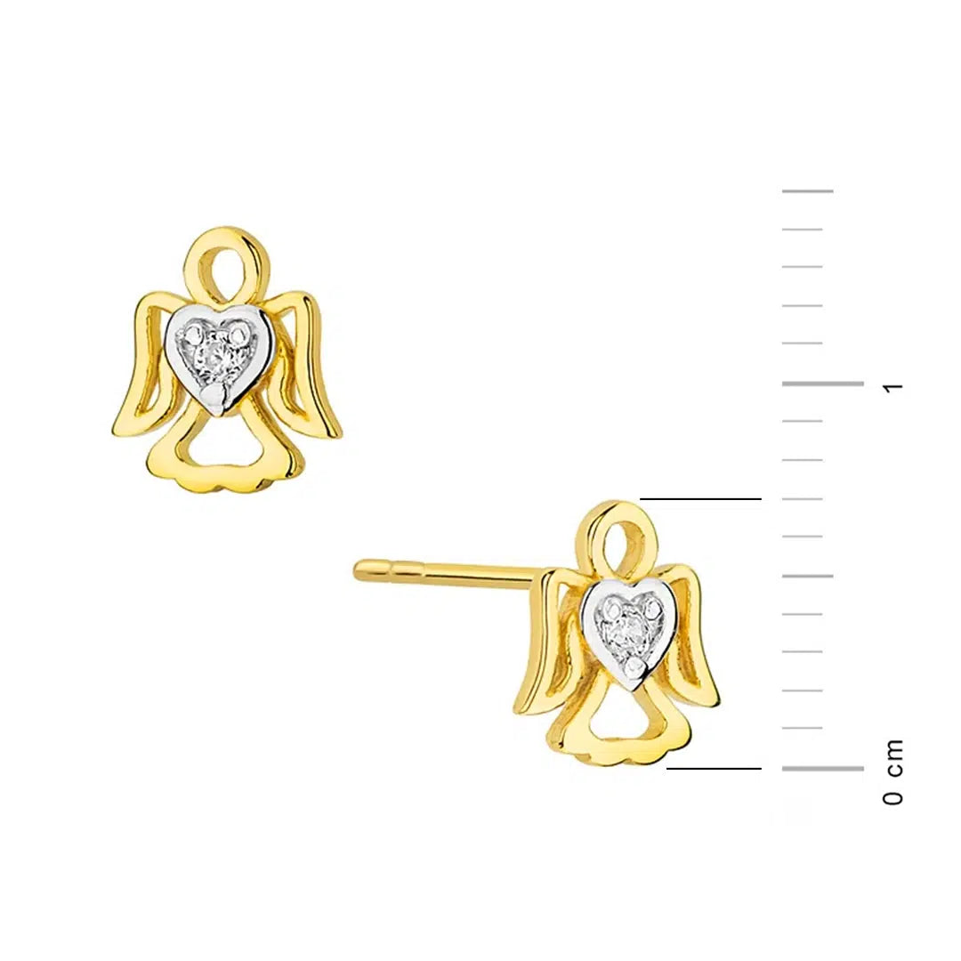 Gold Earrings with Angel and Zircons Kids Collection