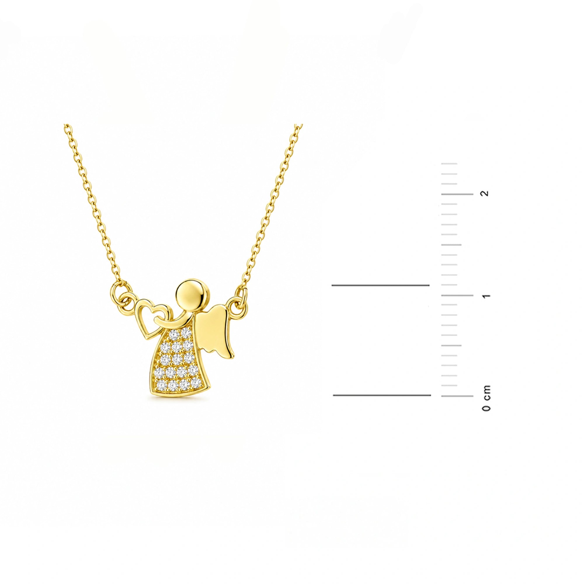 Halskette aus 14kt Gold mit Engelchen und Zirkonia