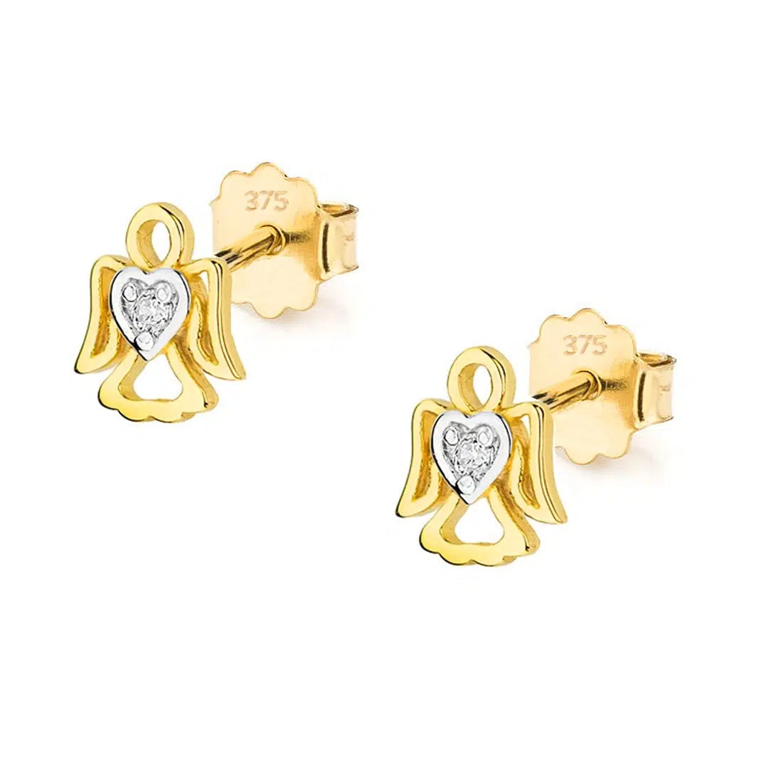 Gold Earrings with Angel and Zircons Kids Collection
