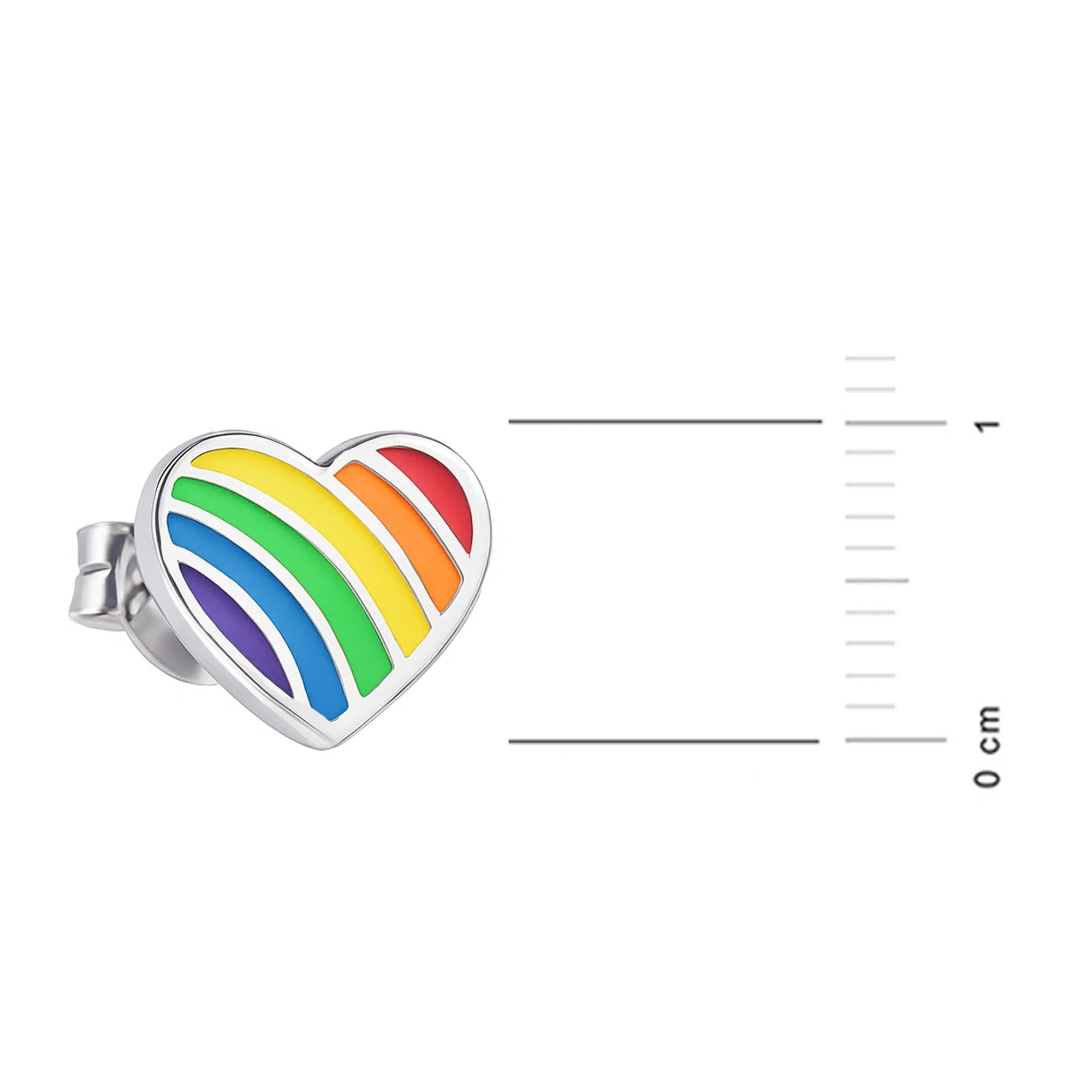 Boucles d'oreilles à Clou Cœur Arc-en-ciel