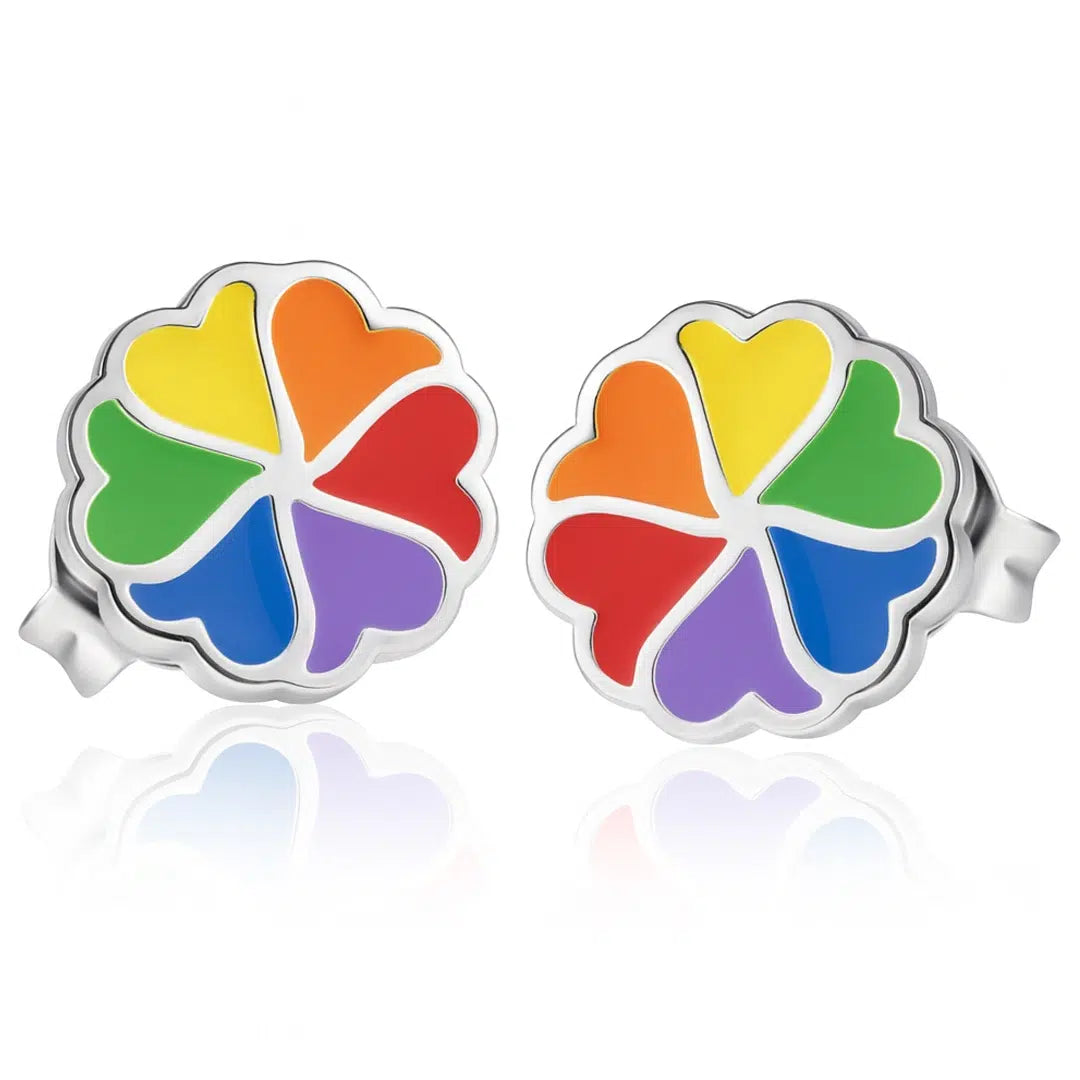 Boucles d'oreilles à Clou Fleur Arc-en-ciel