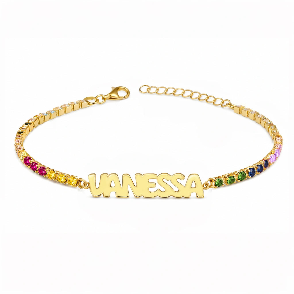 Bracciale Tennis con Nome Stampatello Dorato