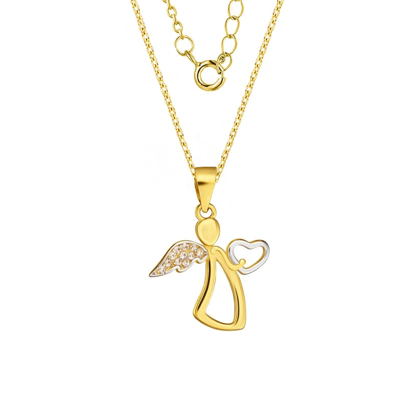Collana in Oro con Angioletto Abbraccia Cuore