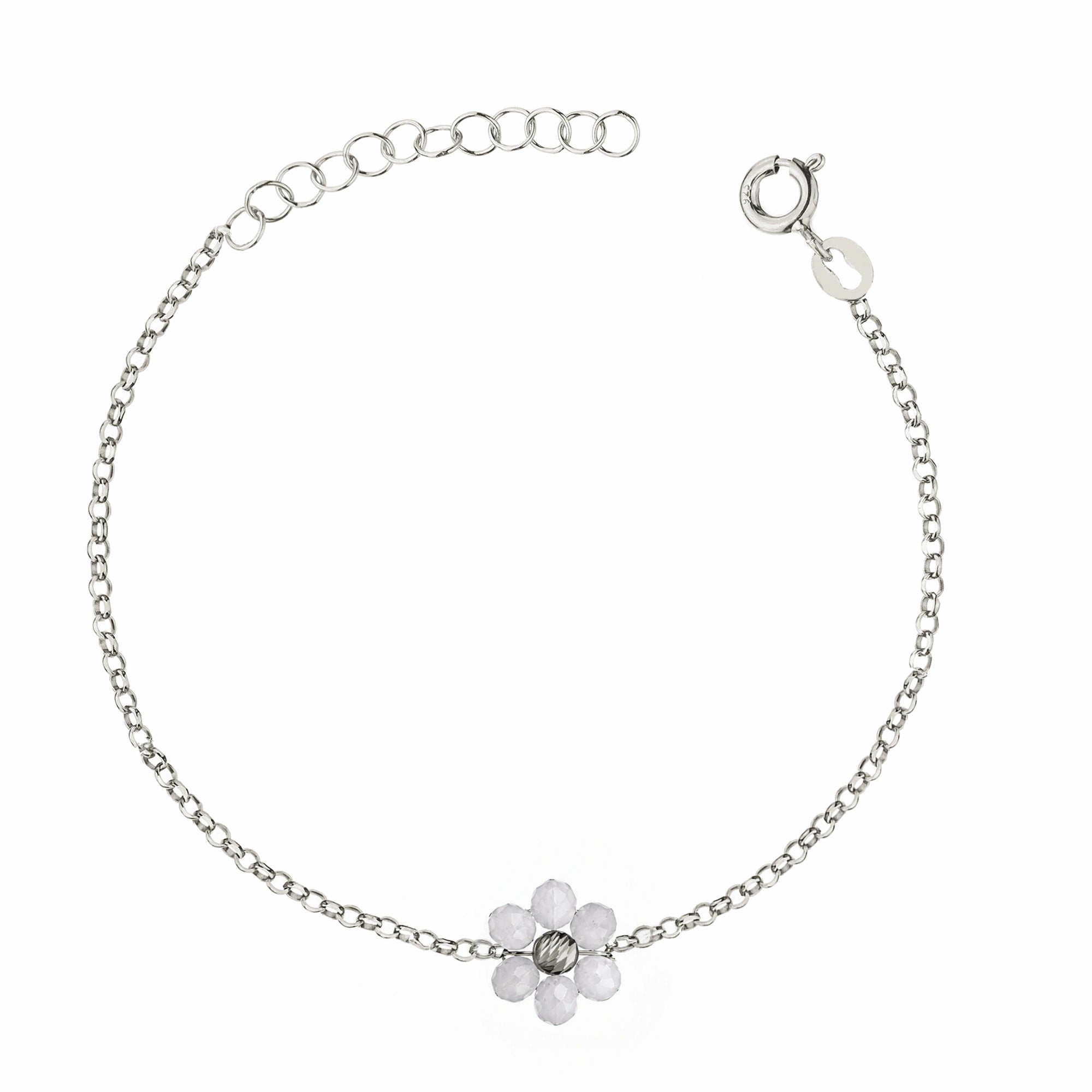 Bracciale Rodiato con Fiore