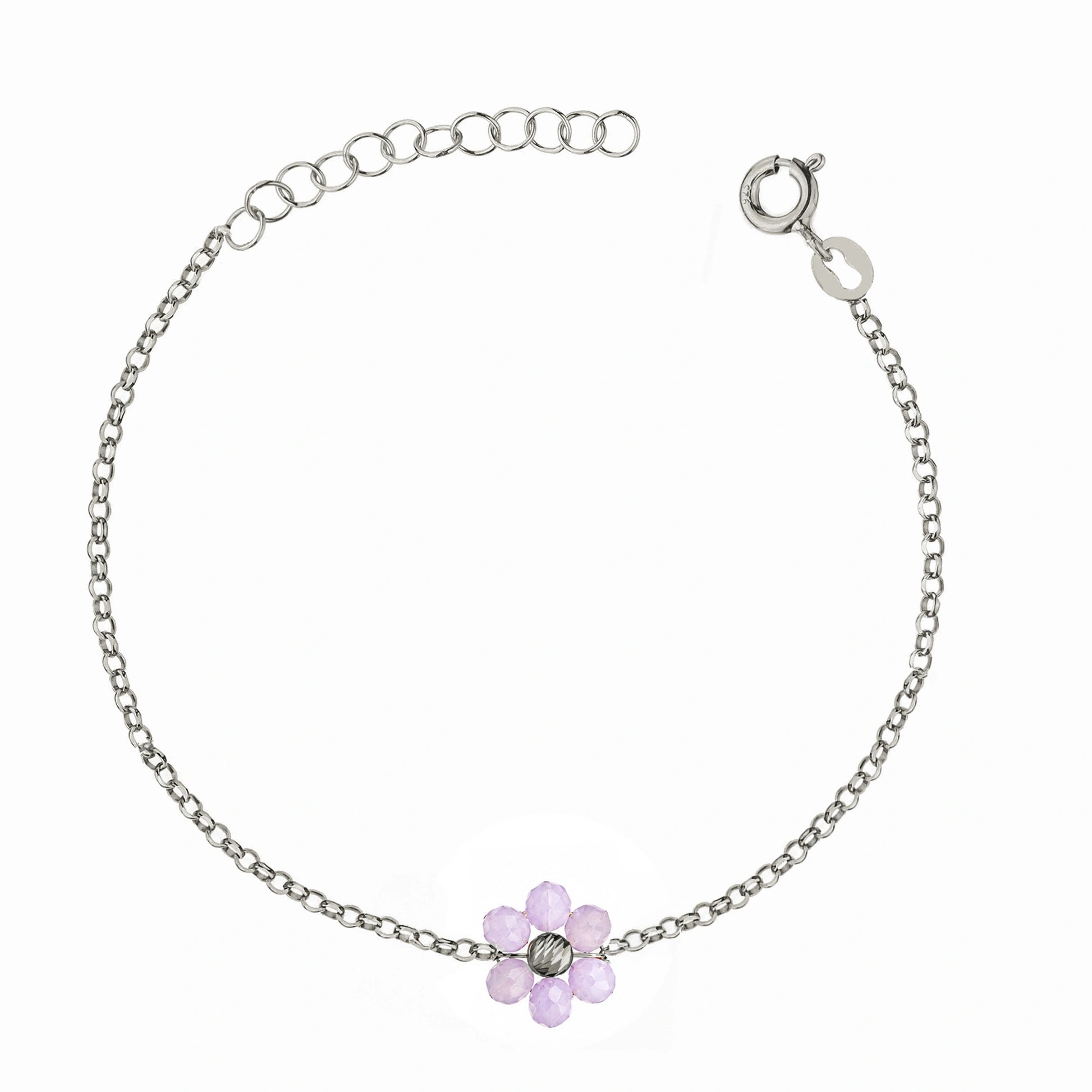 Bracciale Rodiato con Fiore